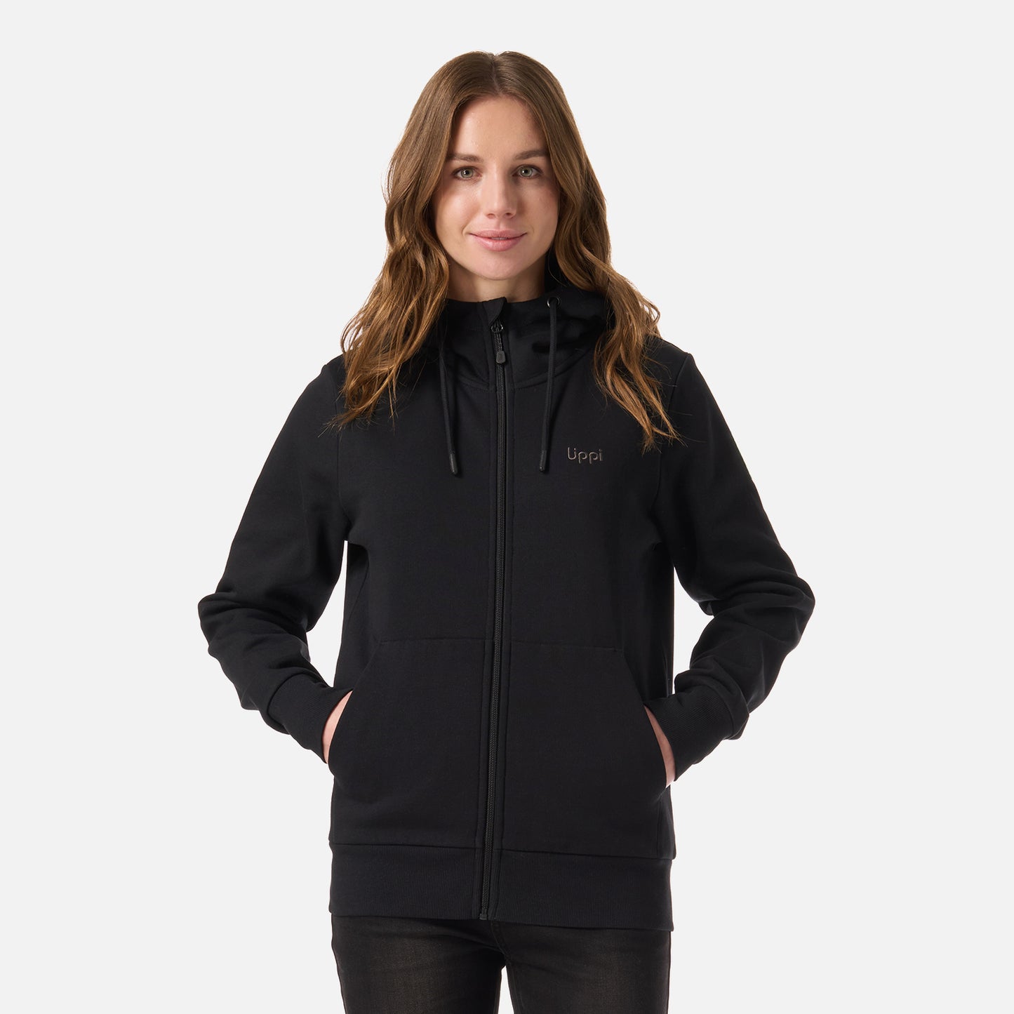 Polerón Mujer Ulmo Light Full Zip Hoody Sweatshirt Negro Lippi