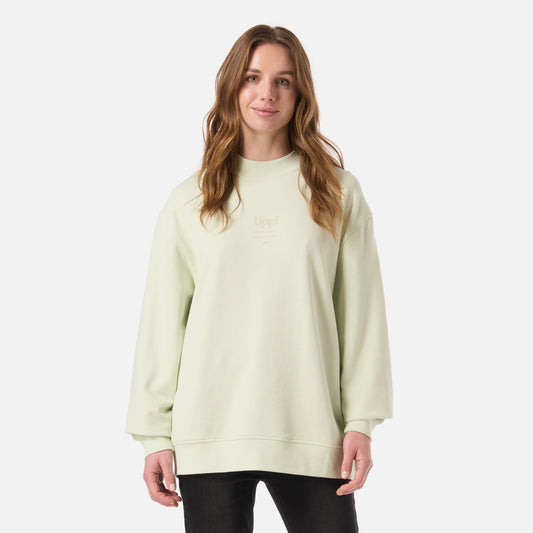 Polerón Mujer Ulmo Light Mid Point Crewneck Sweatshirt Gris Claro / Verde Agua Lippi