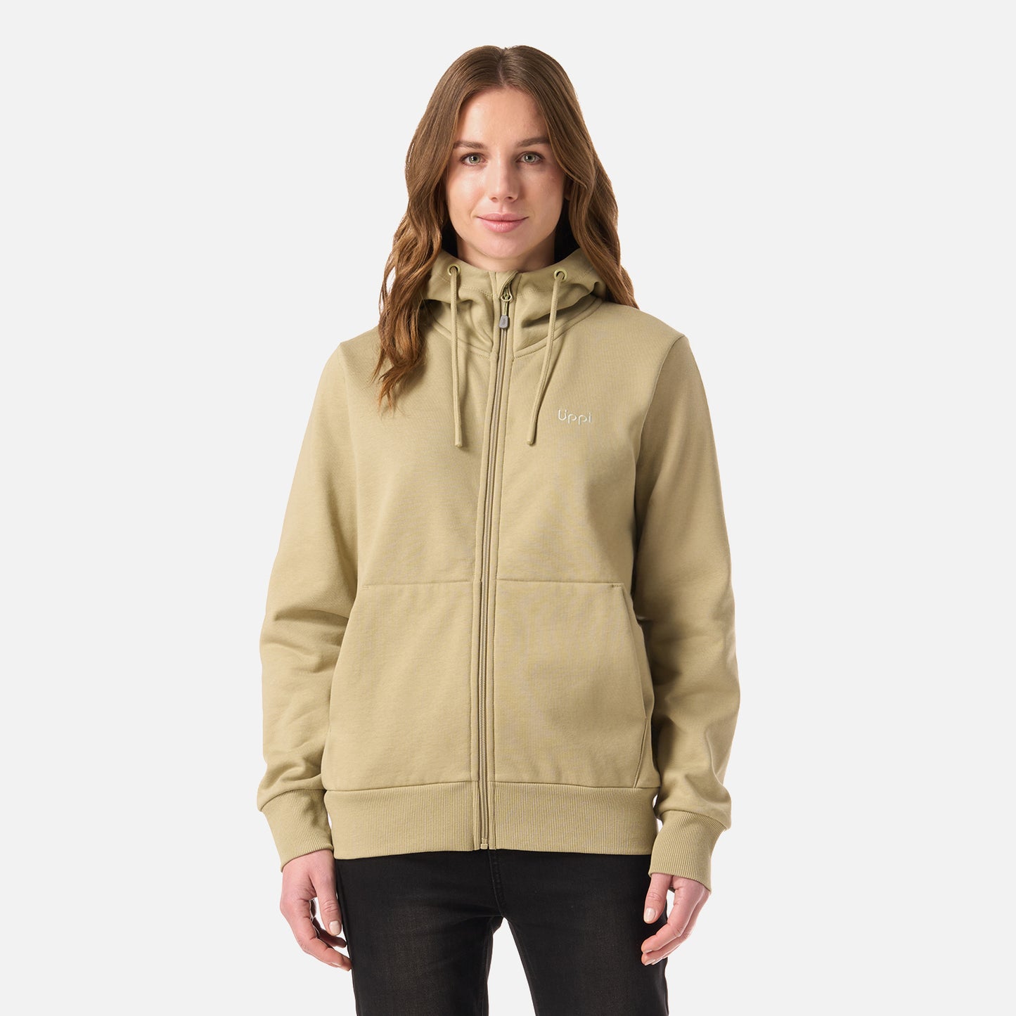 Polerón Mujer Ulmo Full Zip Hoody Sweatshirt Verde Oliva Lippi
