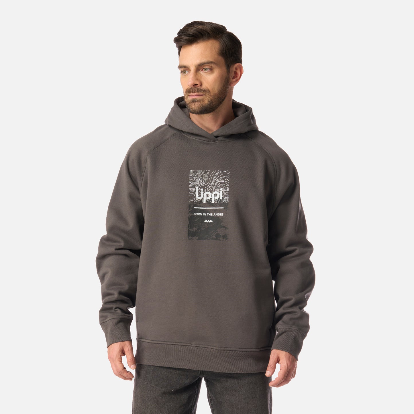 Polerón Hombre Insigne Hoody Sweatshirt Front Print Gris Medio Lippi