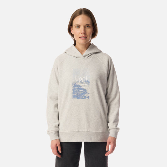 Polerón Mujer Insigne Hoody Sweatshirt Front Print Gris Claro Melange Lippi