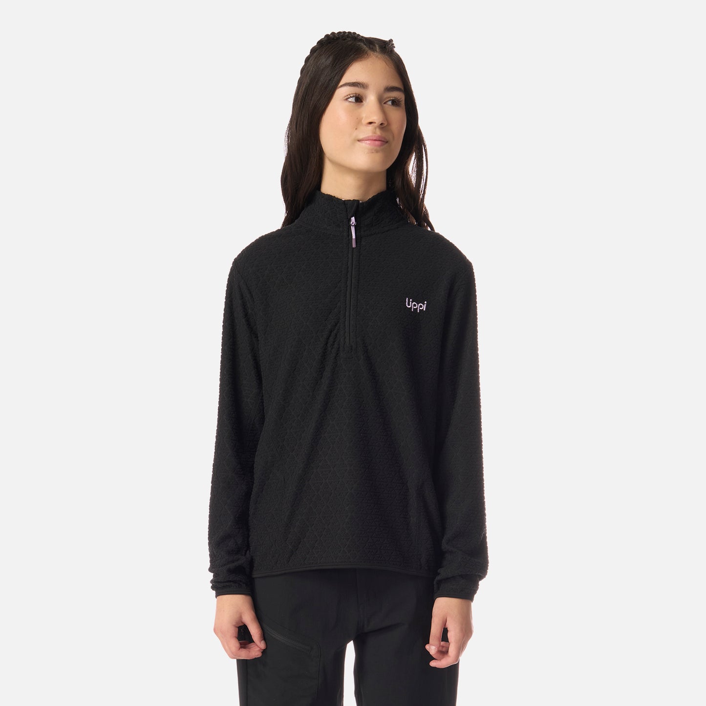 Polerón Teen Girl Mild Nano-F 1/4 Zip Negro Lippi