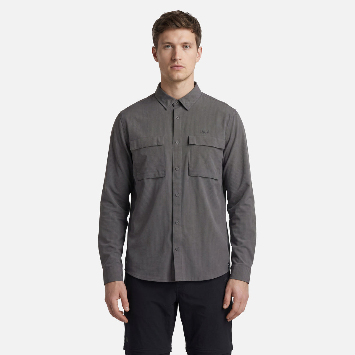 Camisa Hombre Rosselot Long Sleeve Q-Dry Shirt Gris Medio Lippi