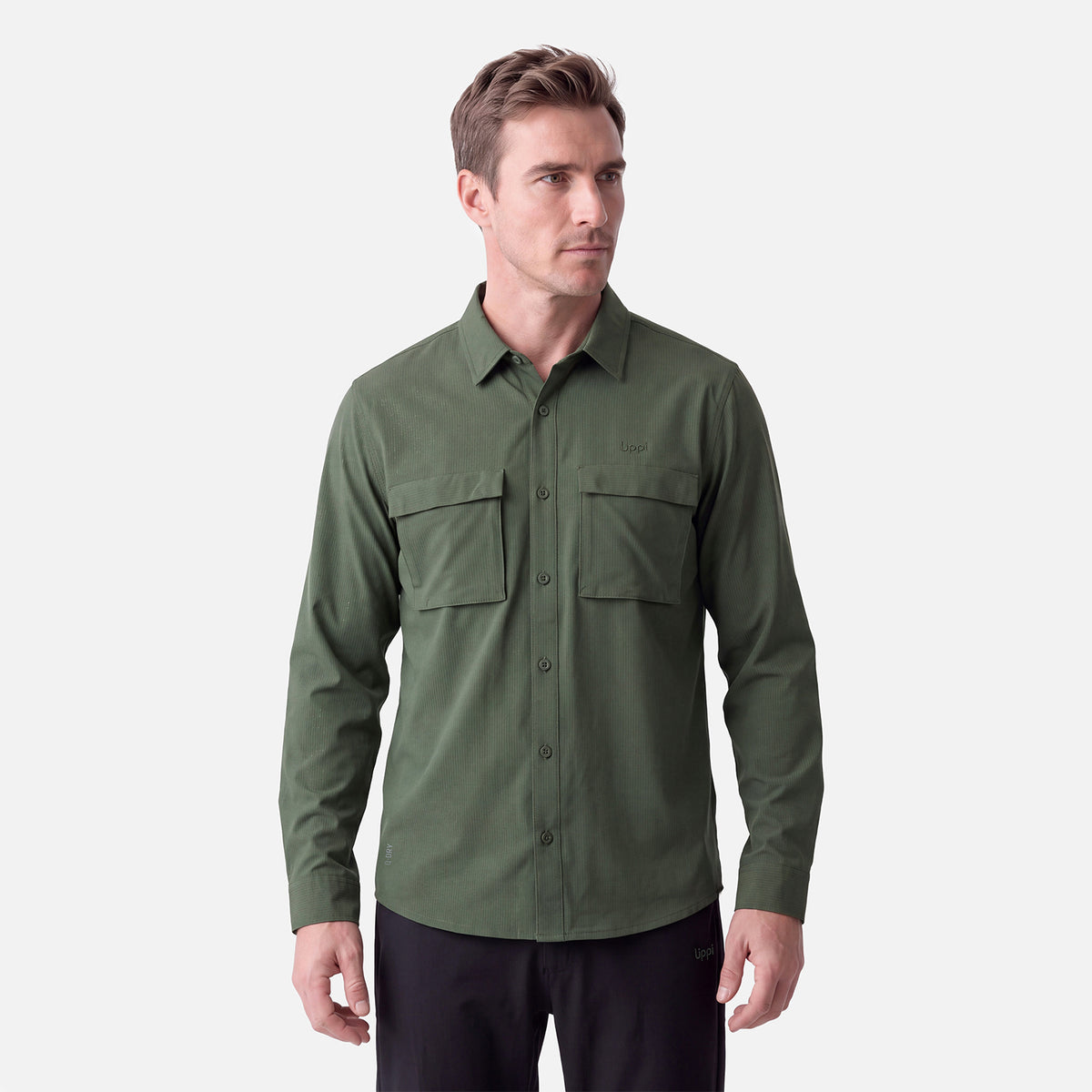 Camisa Hombre Rosselot Long Sleeve Q-Dry Shirt Verde Militar Lippi
