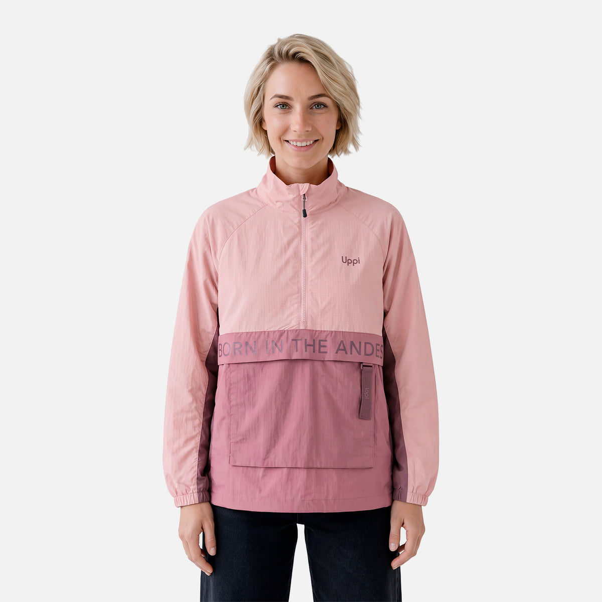 Chaqueta Mujer WindCity WindBreaker 1/4 Zip Jacket Rosa Oscuro Lippi