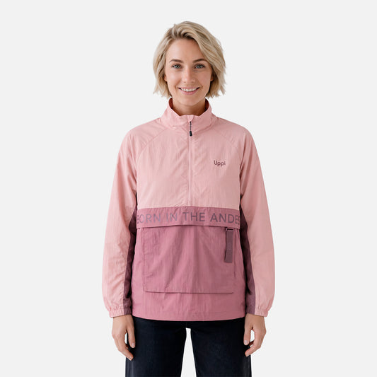 Chaqueta Mujer WindCity WindBreaker 1/4 Zip Jacket Rosa Oscuro Lippi