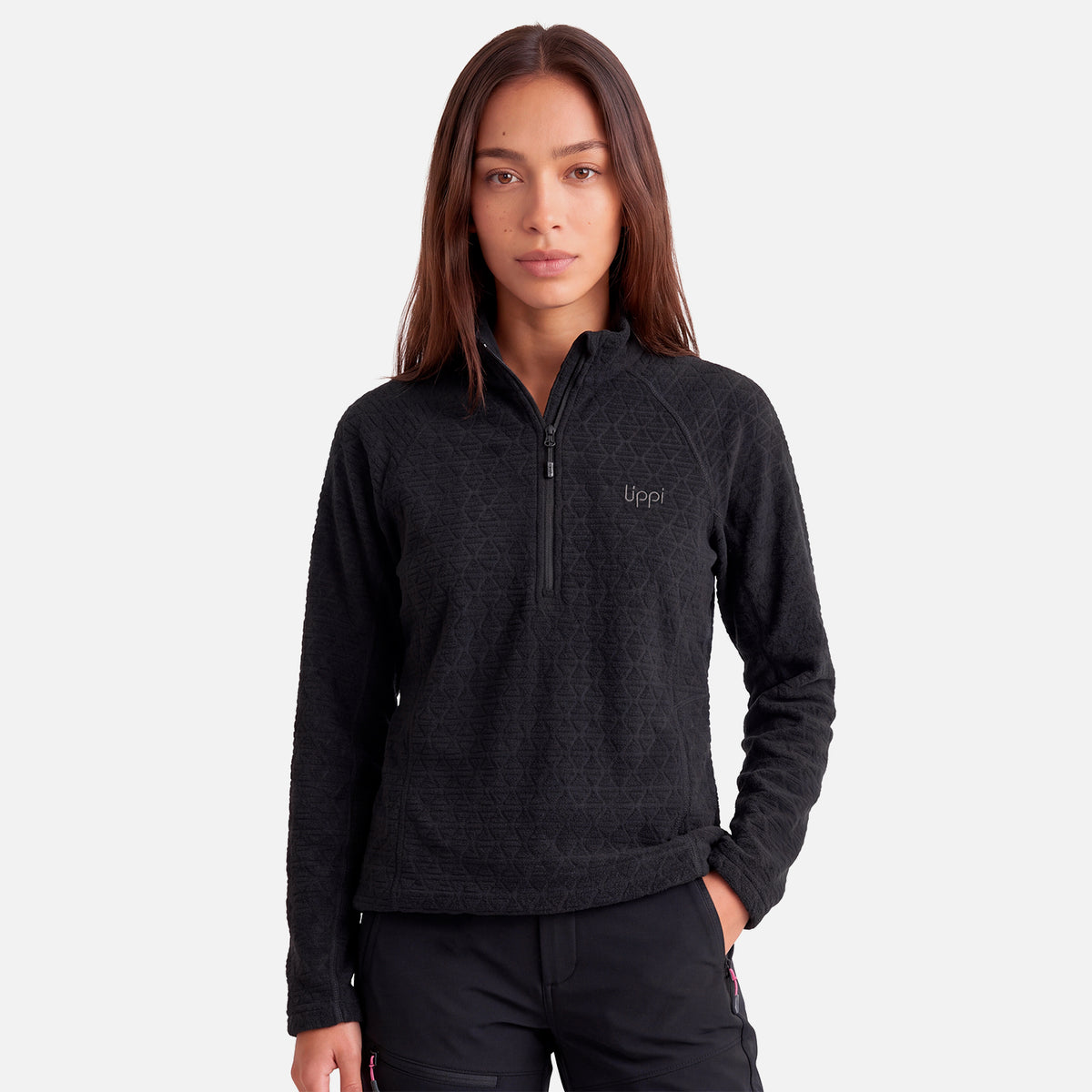 Polerón Mujer Jacaranda Nano-F 1/4 Zip Negro Lippi