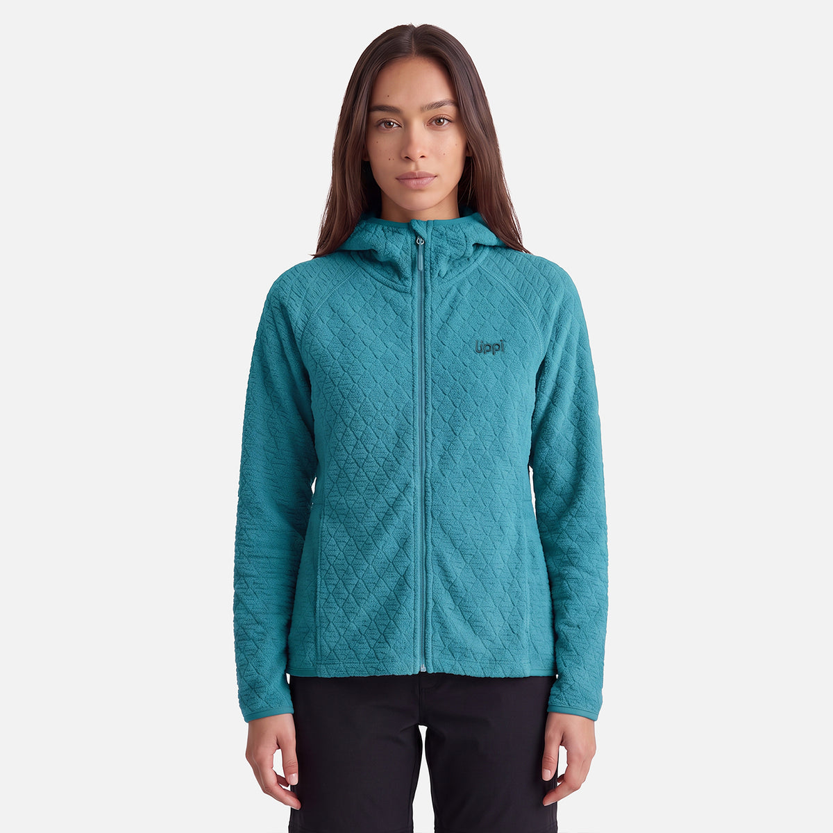 Polerón Mujer Jacaranda Nano-F Full Zip Hoody Petroleo Claro Lippi