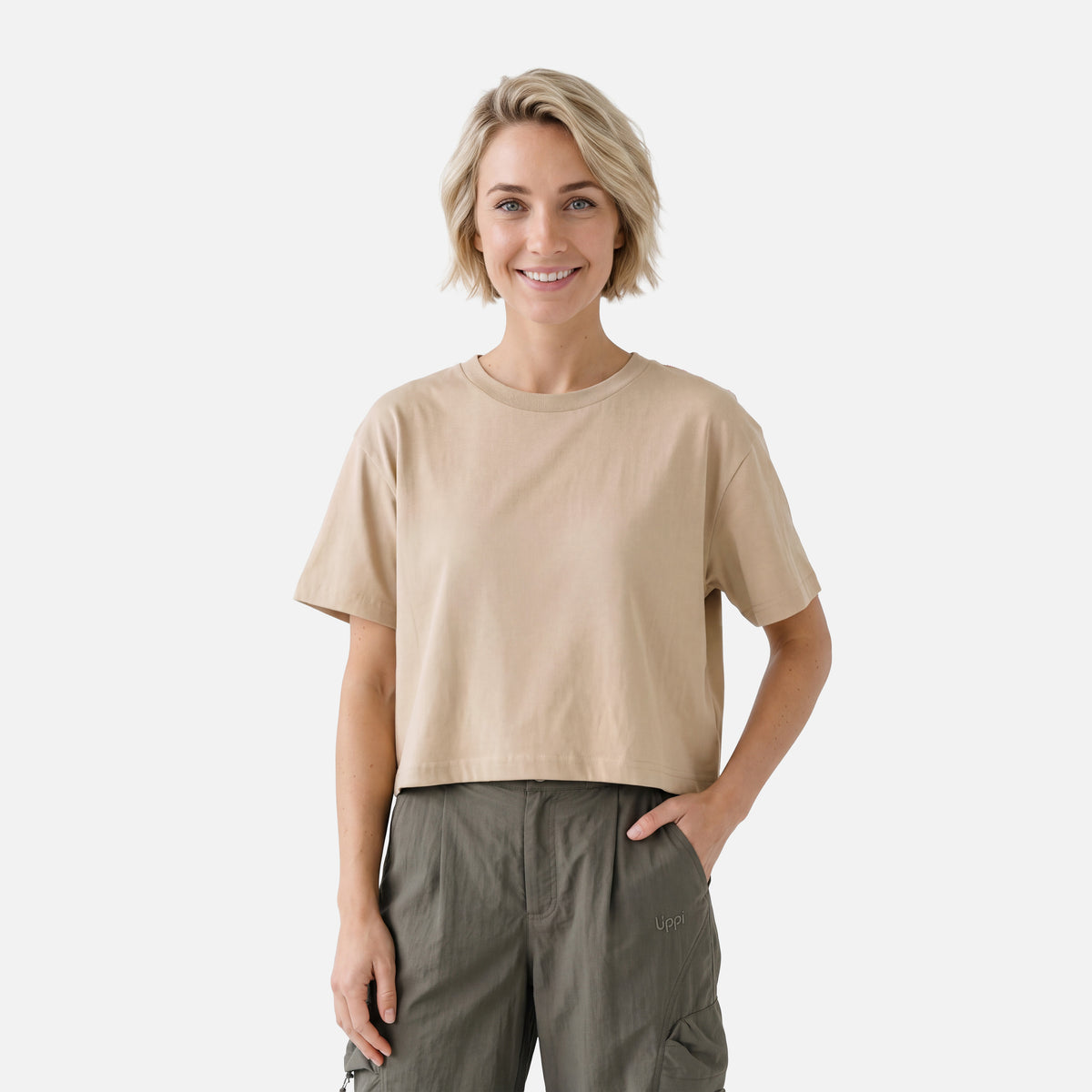 Polera Mujer Endura Crop T-Shirt Taupe Lippi