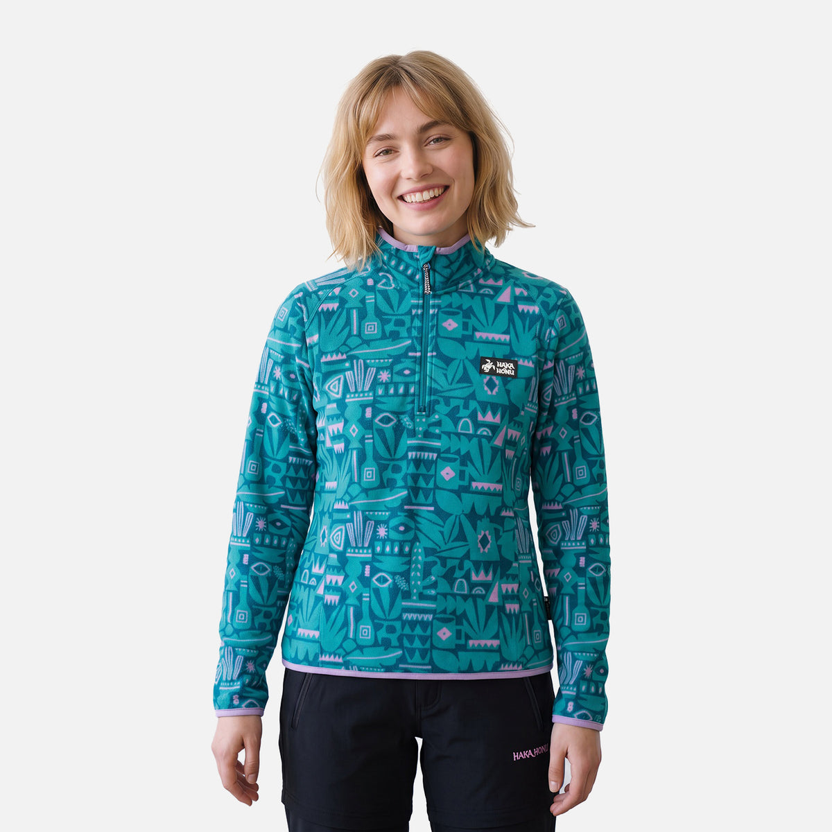Polerón Mujer Taina Print Turquesa Haka Honu