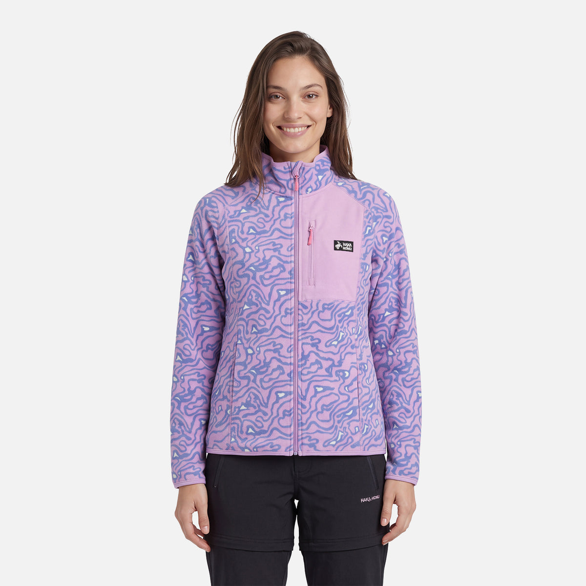 Polerón Mujer Taina Full Zip Print Malva Haka Honu