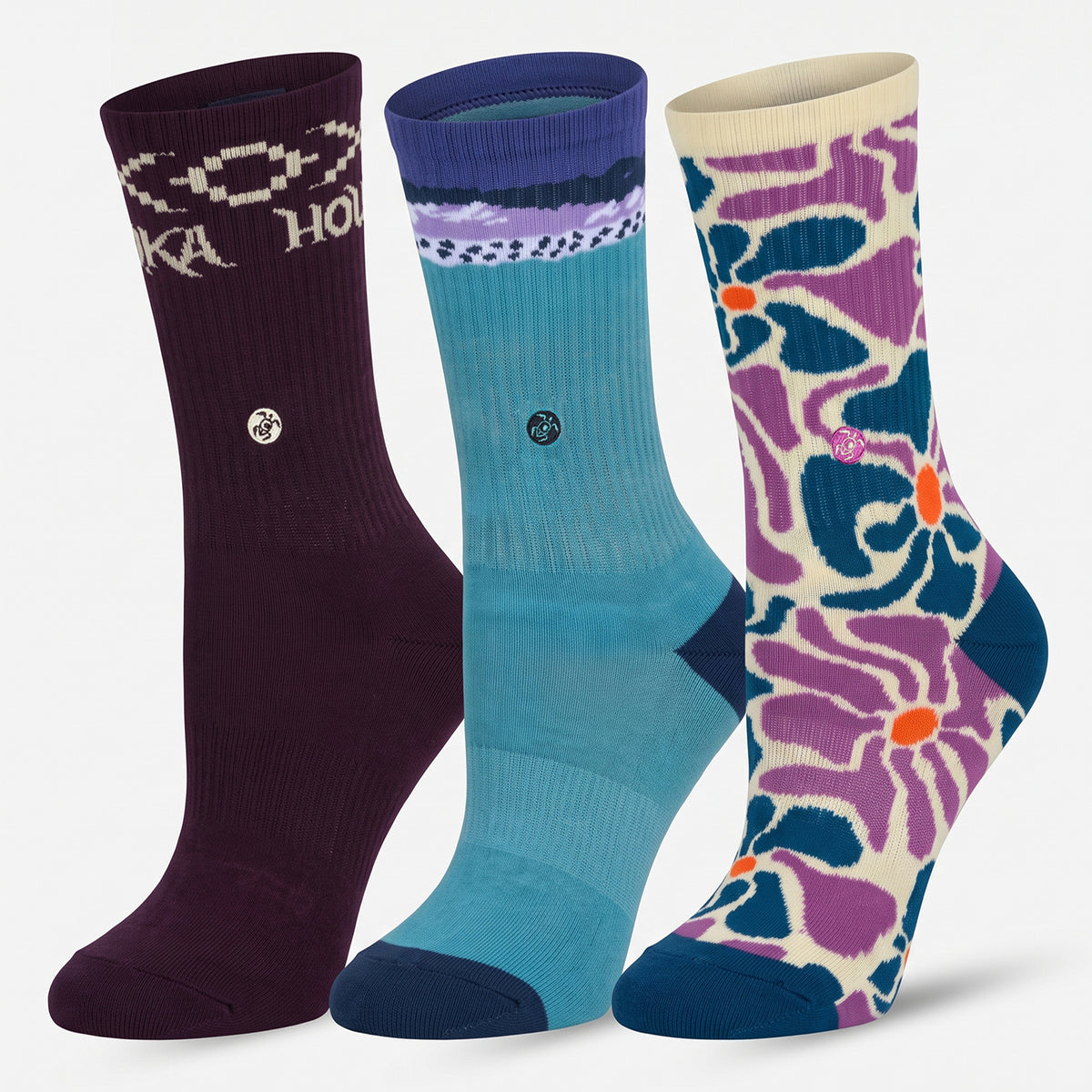 Calcetines Mujer Las Tres Puntas Pack Largo Azul / Celeste / Burdeo Haka Honu