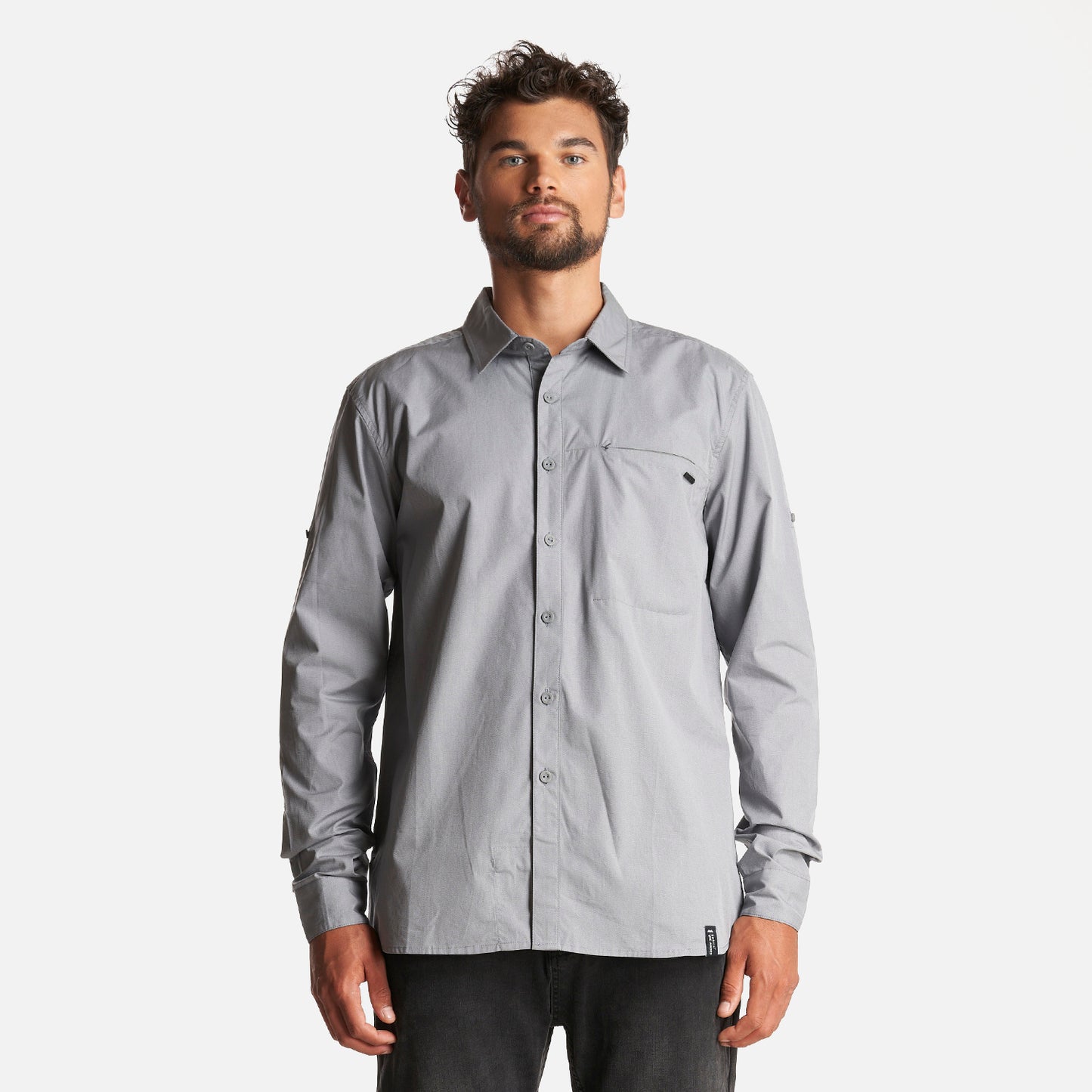 Camisa Hombre Alloy Long Sleeve Shirt Melange Gris Oscuro Lippi