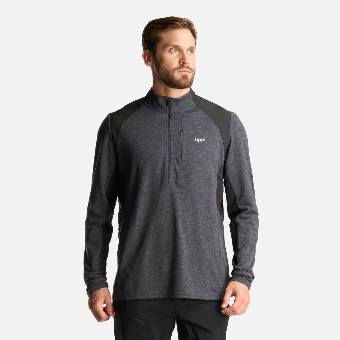 Poleron Hombre Egger 1/4 Zip Melange Negro Lippi