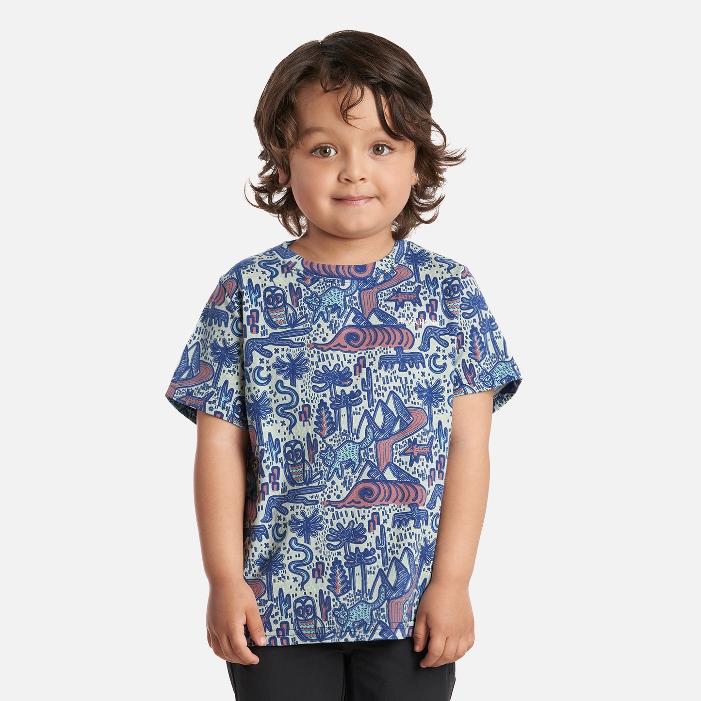 Polera Niño Tucuquere Print Verde Grisaceo Haka Honu