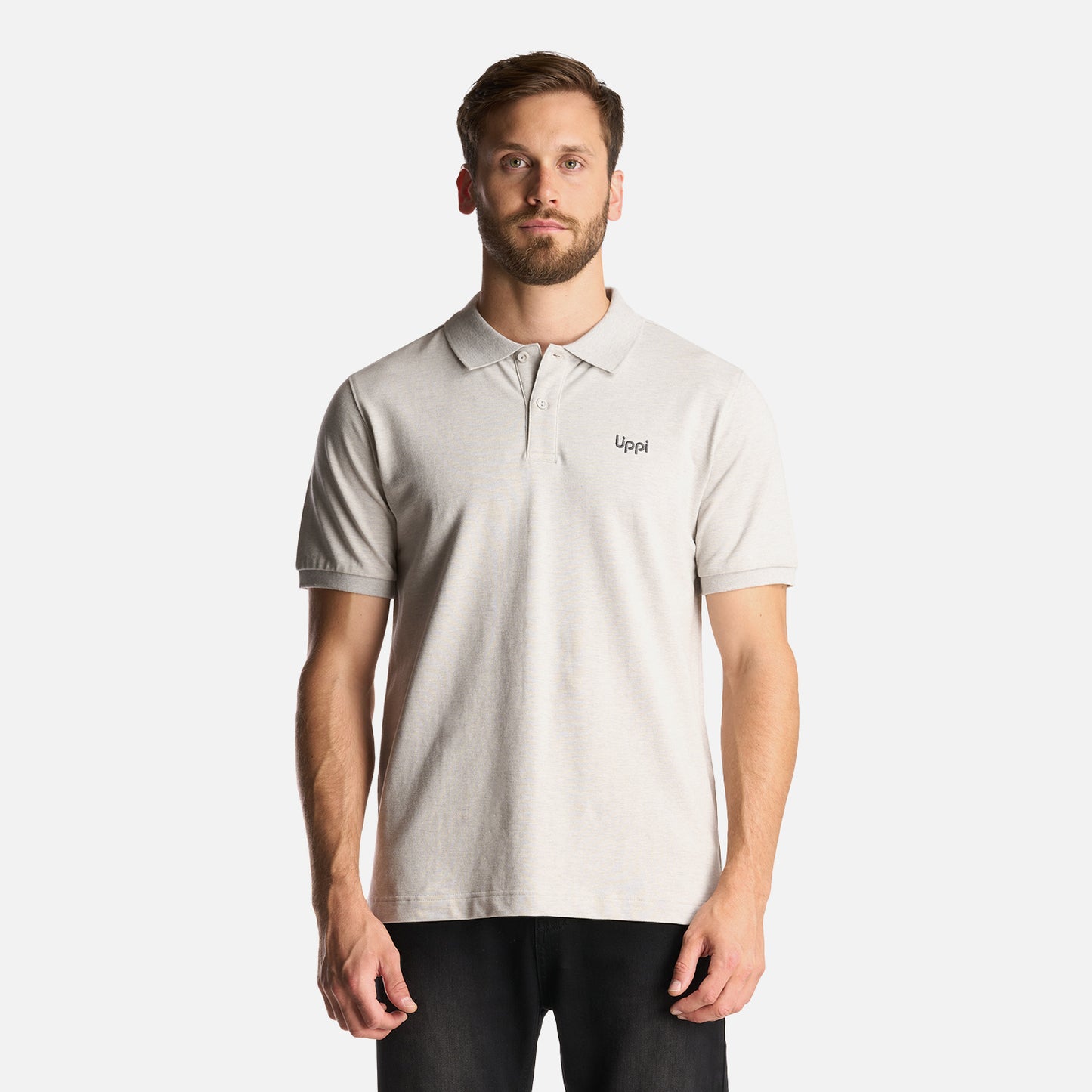 Polera Hombre First Class Elastic Polo Melange Gris Claro Lippi
