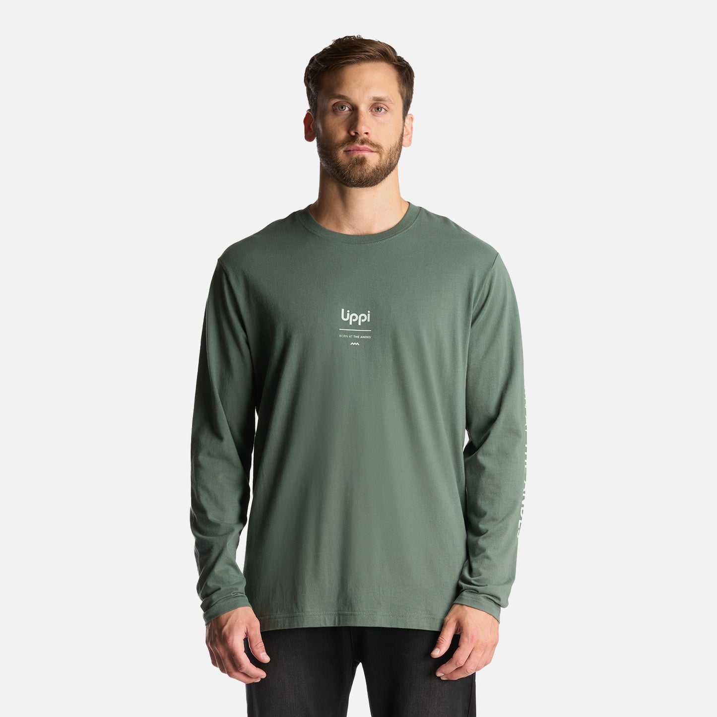 Polera Hombre Logo Lippi Long Sleeve T-Shirt Verde Musgo Lippi