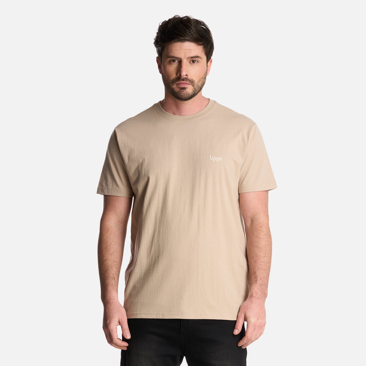 Polera Hombre Logo Lippi Back Print T-Shirt Taupe Lippi