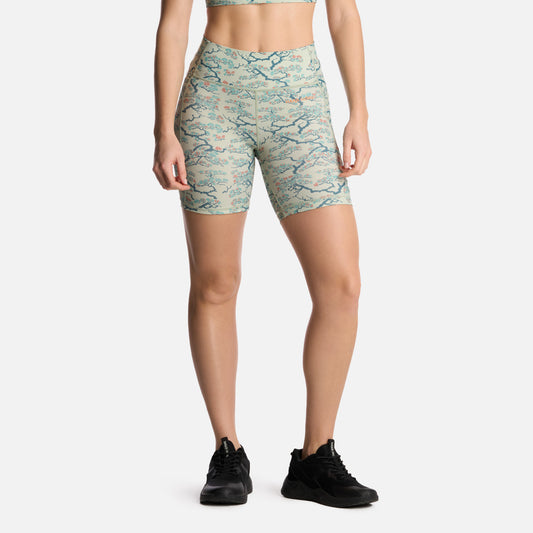 Calza Mujer Coihue Biker Print Menta Haka Honu