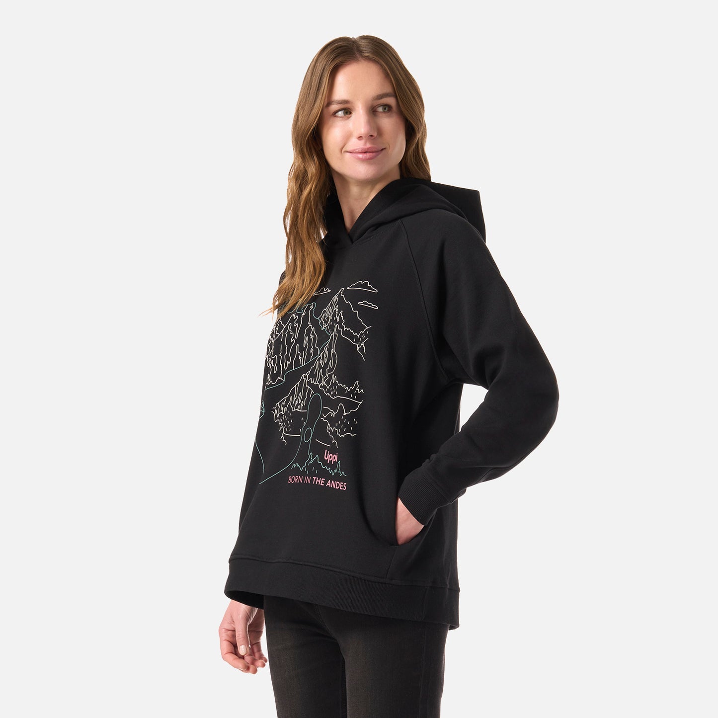 Polerón Mujer Insigne Hoody Sweatshirt Front Print Negro Lippi