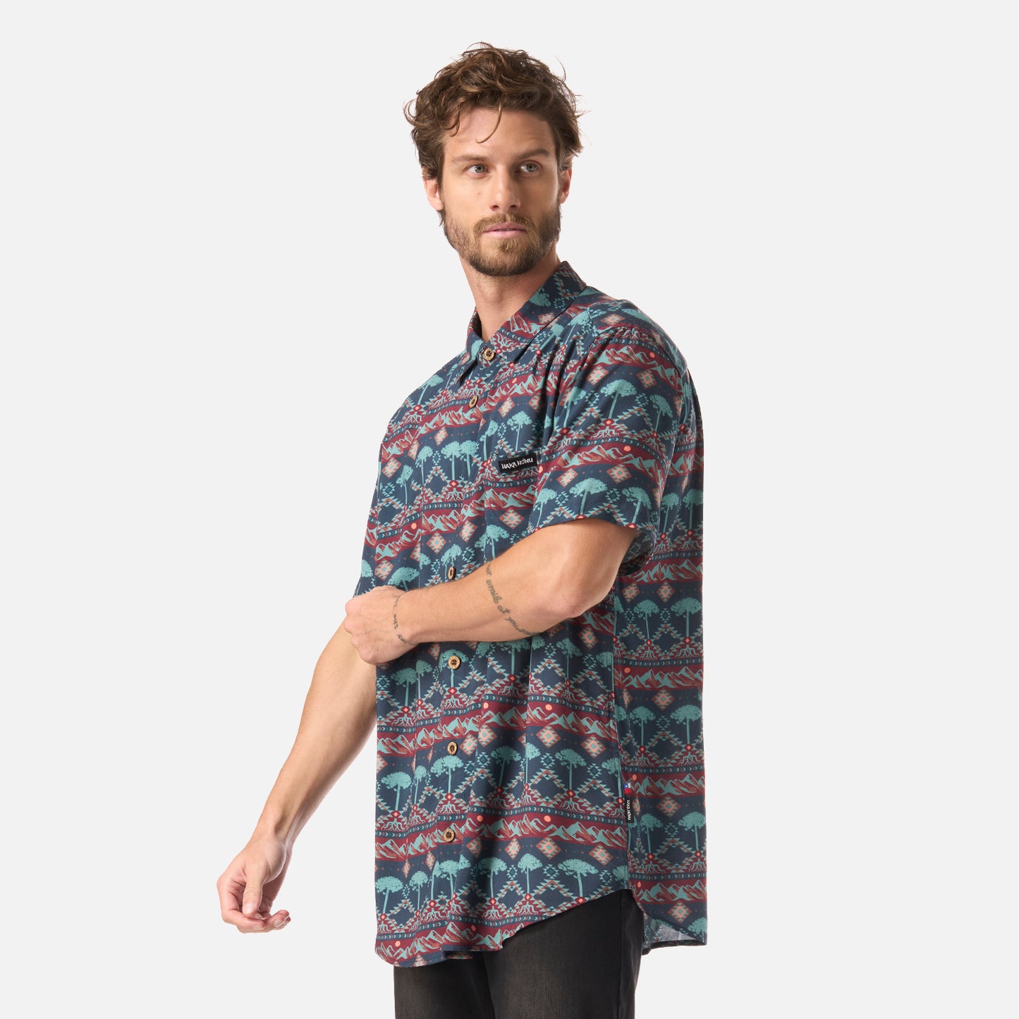 Camisa Hombre Good Karma Print Azul Noche Haka Honu