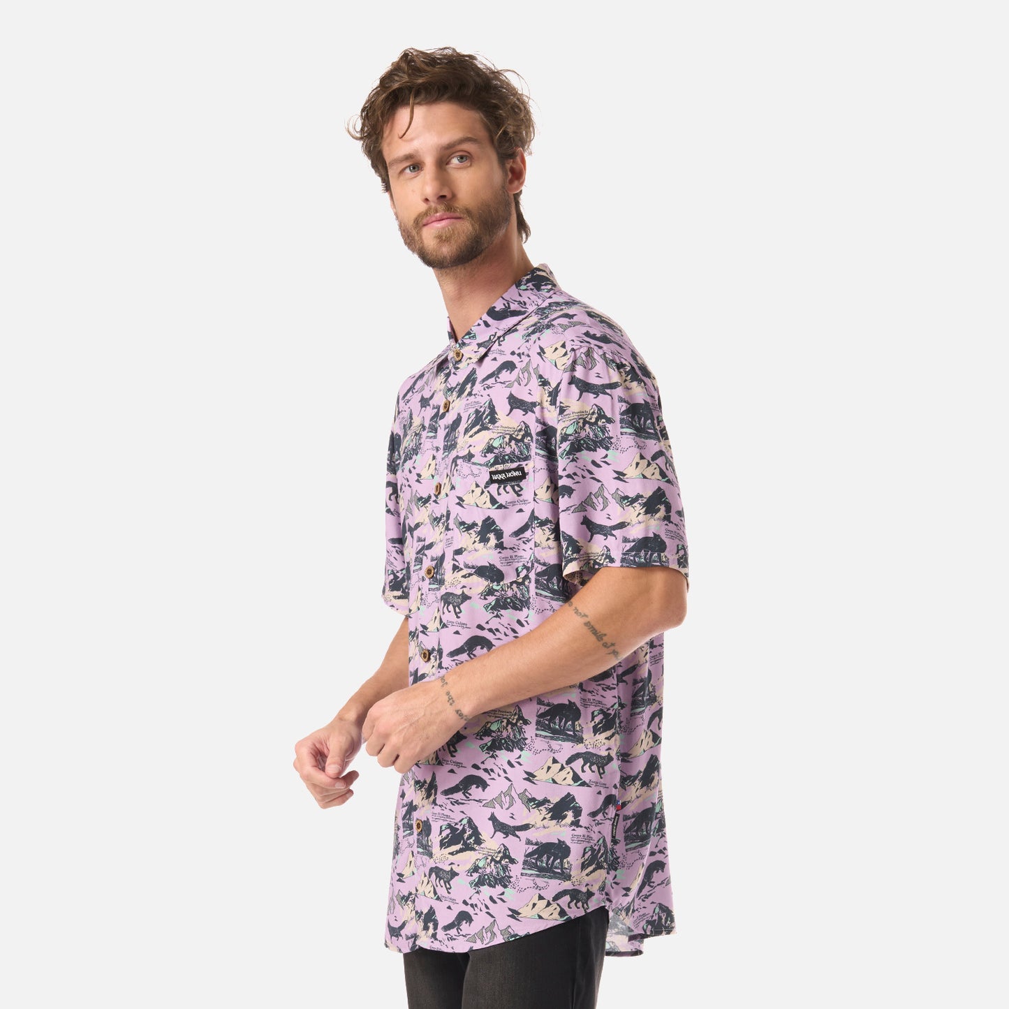 Camisa Hombre Good Karma Print Lavanda Haka Honu
