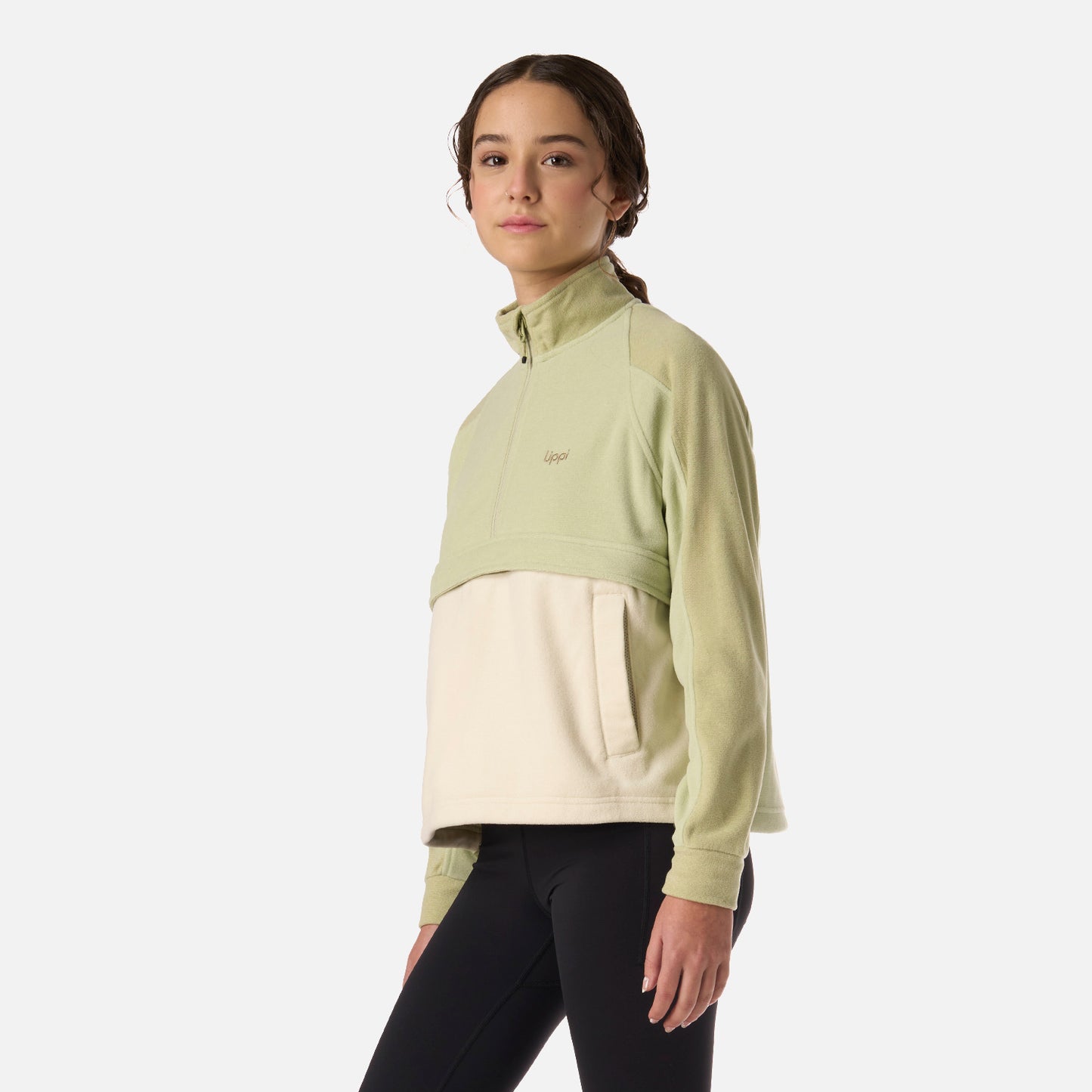 Polar Teen Girl Fireplace 1/4 Zip Sweatshirt Verde manzana Lippi