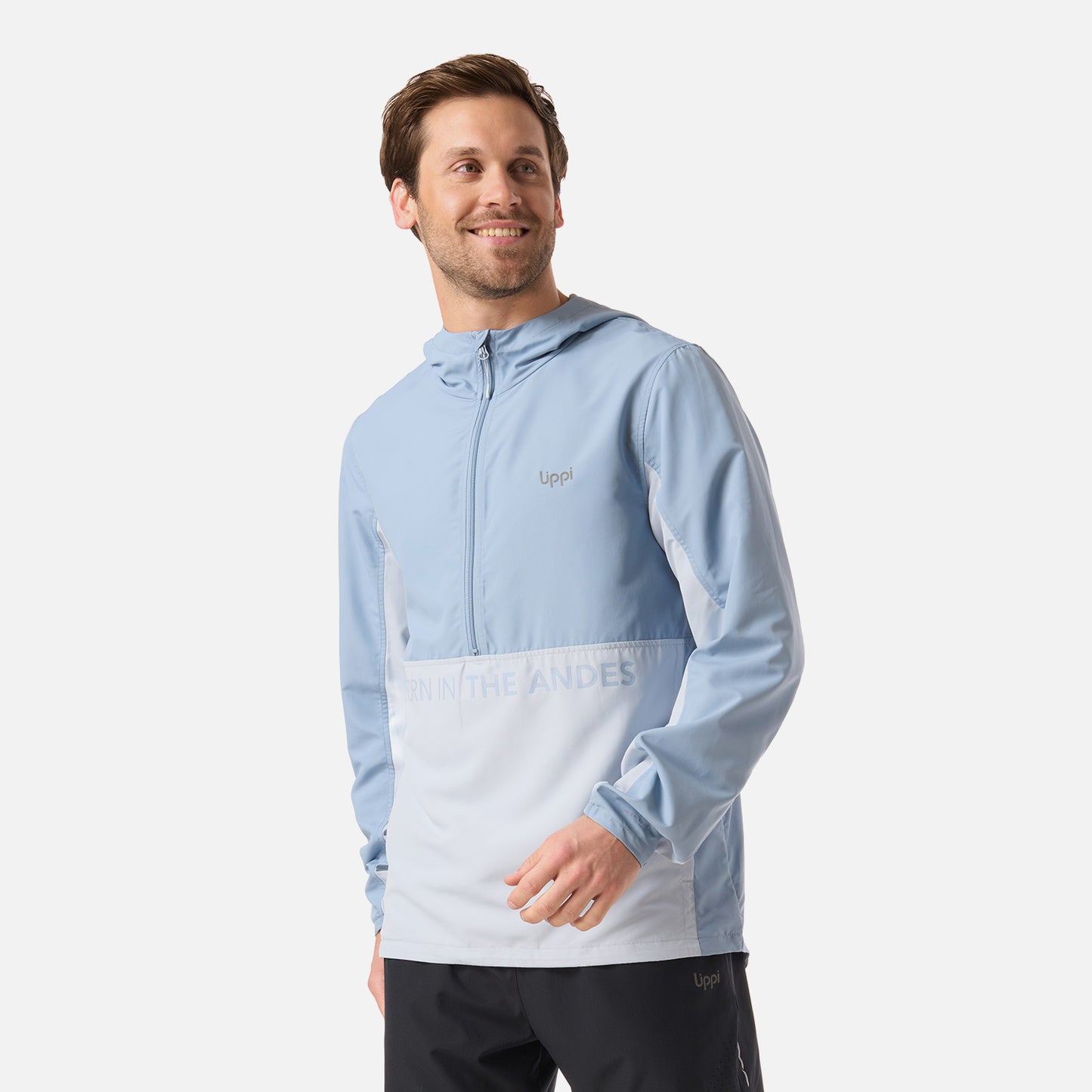 Chaqueta Hombre Nightfall Windbreaker 1/4 Zip Hoody Jacket Azul Piedra Lippi