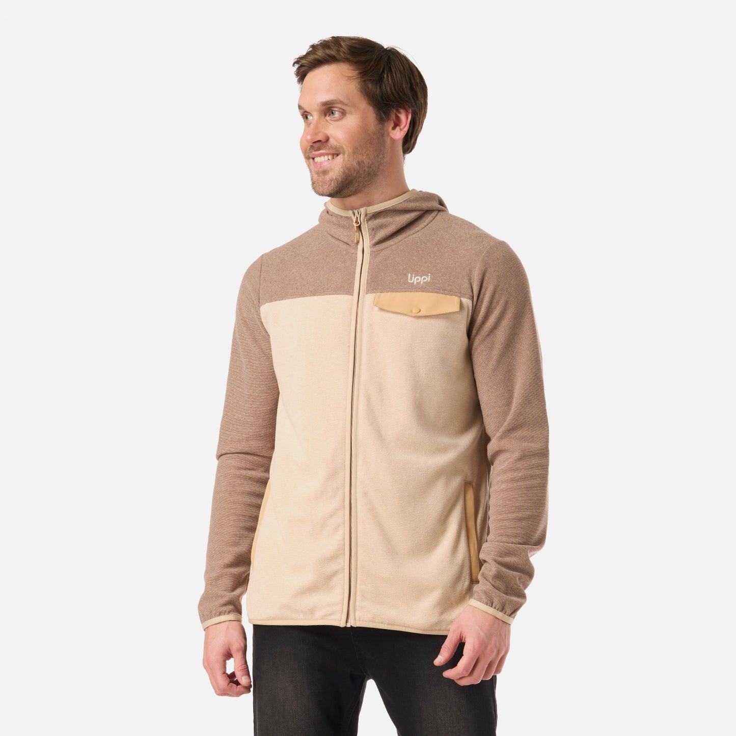 Polar Hombre Fireplace Full Zip Hoody Sweatshirt Beige Lippi
