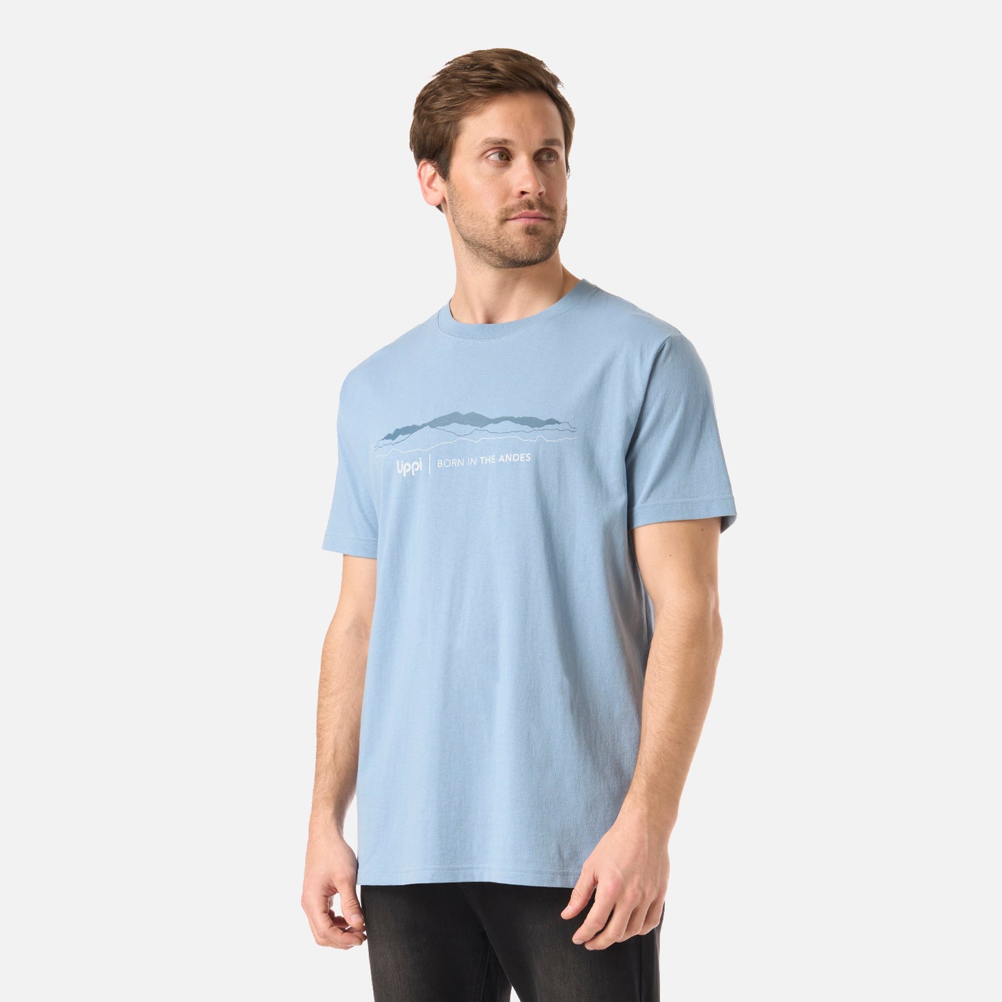 Polera Hombre Logo Lippi Front Print T-Shirt Azul Piedra Lippi