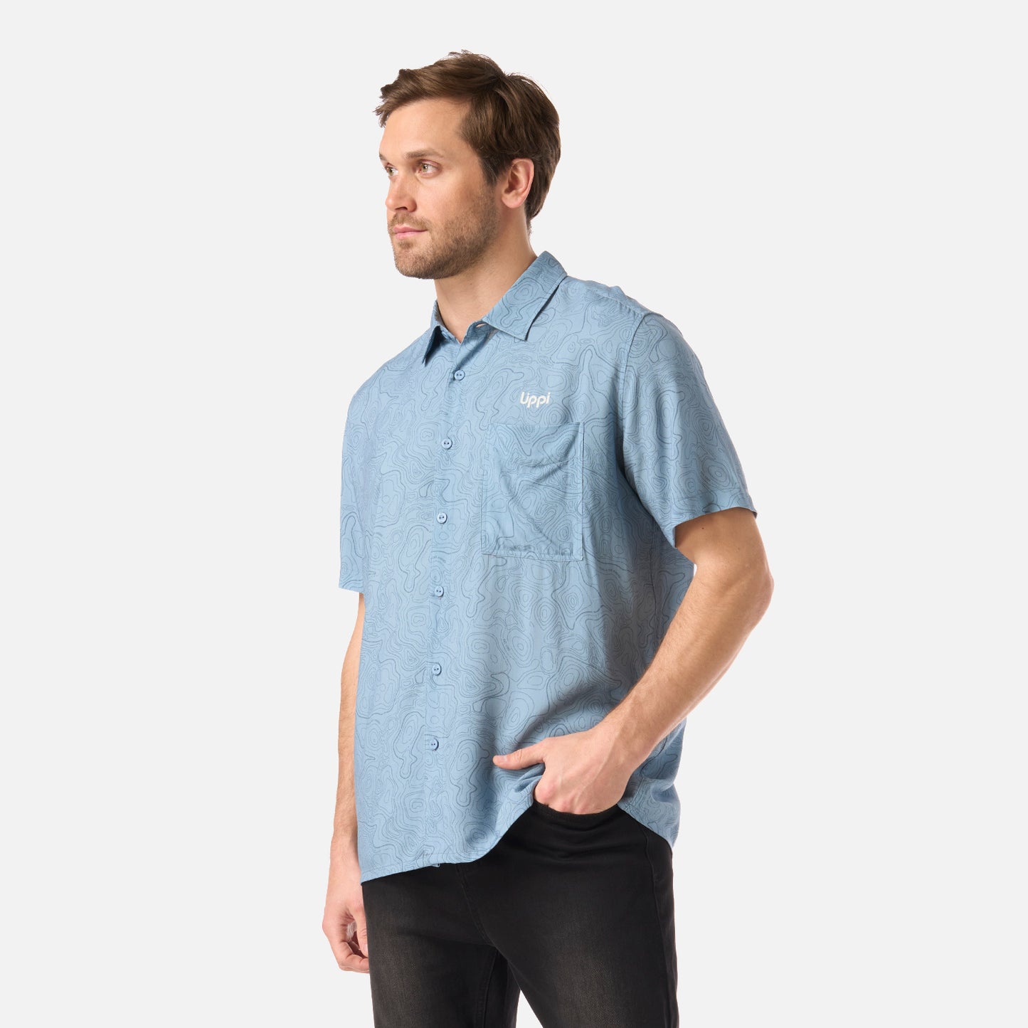 Camisa Hombre SeaSide Short Sleeve Shirt Print Azul Piedra Lippi