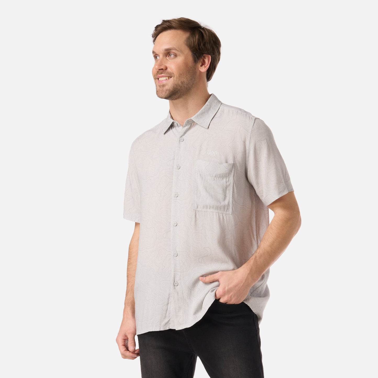 Camisa Hombre SeaSide Short Sleeve Shirt Print Gris Claro Lippi