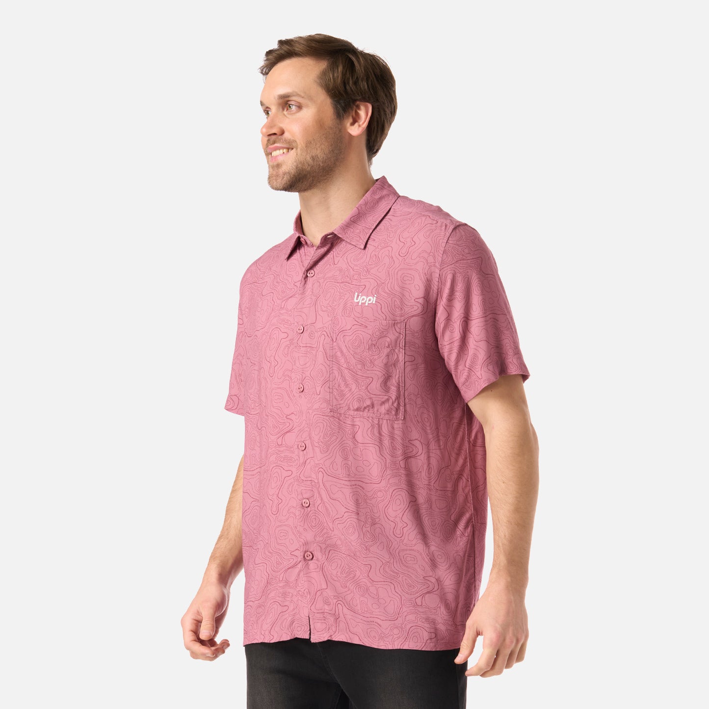 Camisa Hombre SeaSide Short Sleeve Shirt Print Rosa Oscuro Lippi