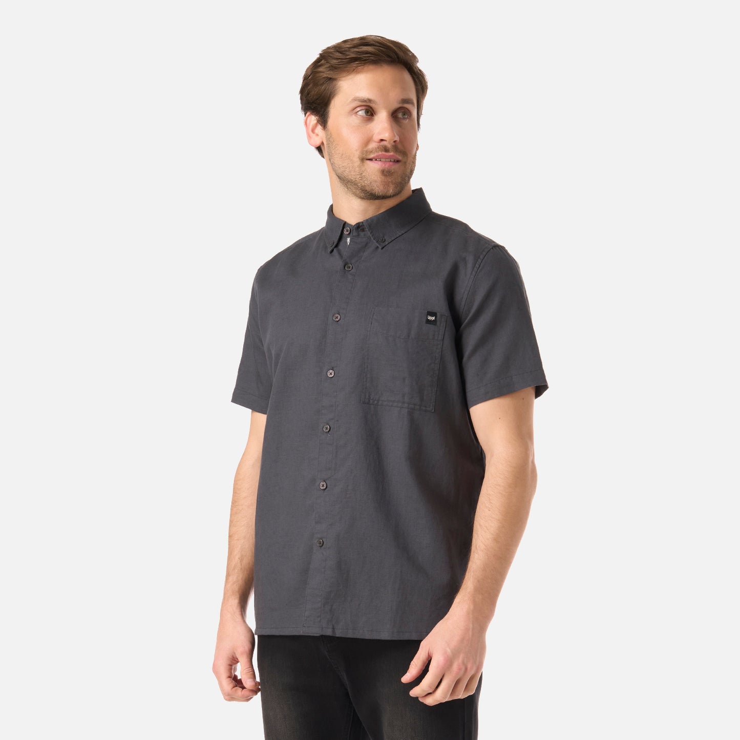 Camisa Hombre Terrain Linen Shirt Gris Medio Lippi