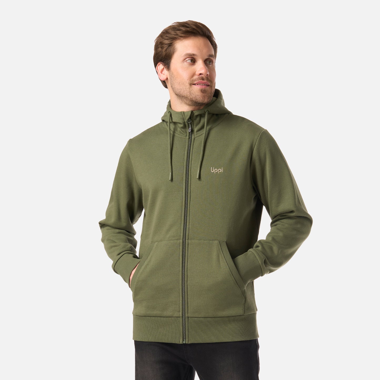 Polerón Hombre Ulmo Full Zip Hoody Sweatshirt Verde Musgo Lippi