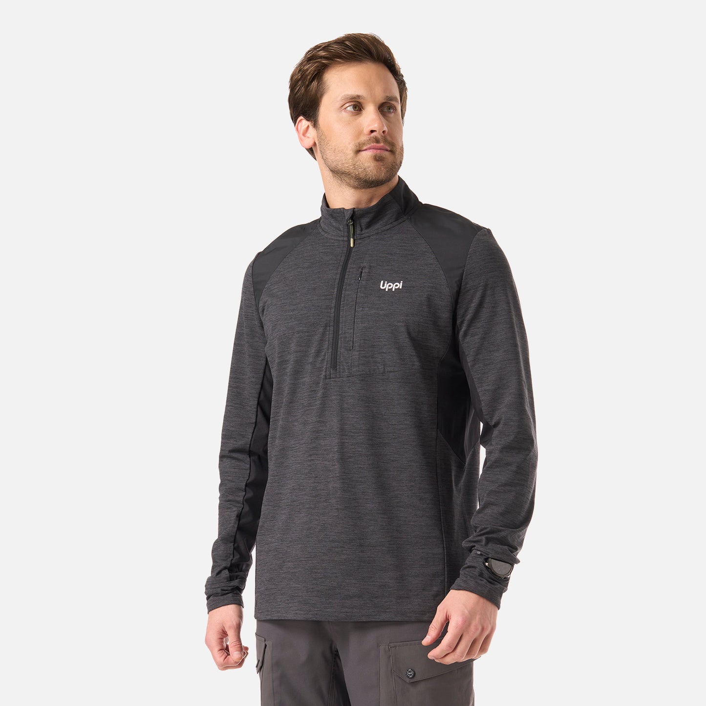 Polerón Hombre Egger 1/4 Zip Negro Lippi
