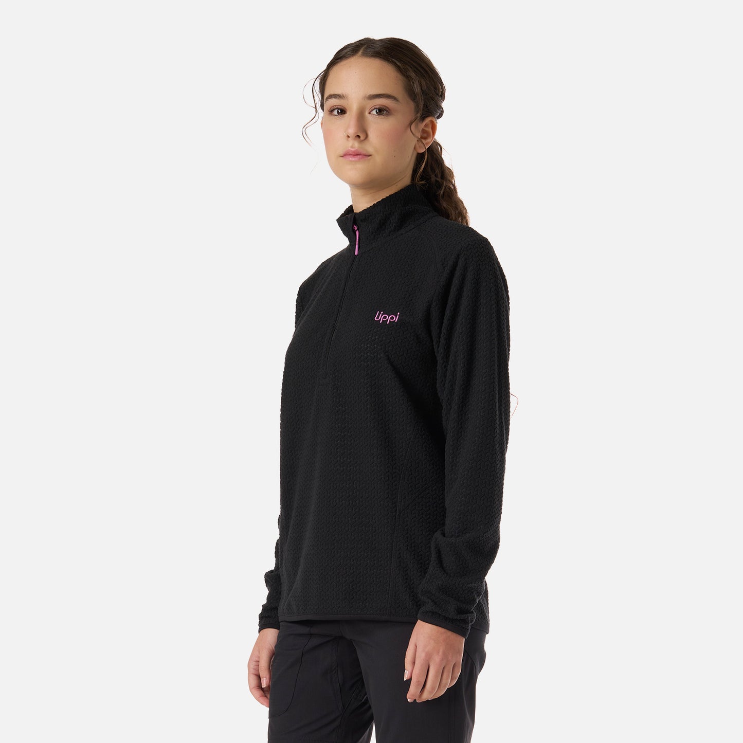 Polerón Teen Girl Mild Nano-F 1/4 Zip Negro Lippi