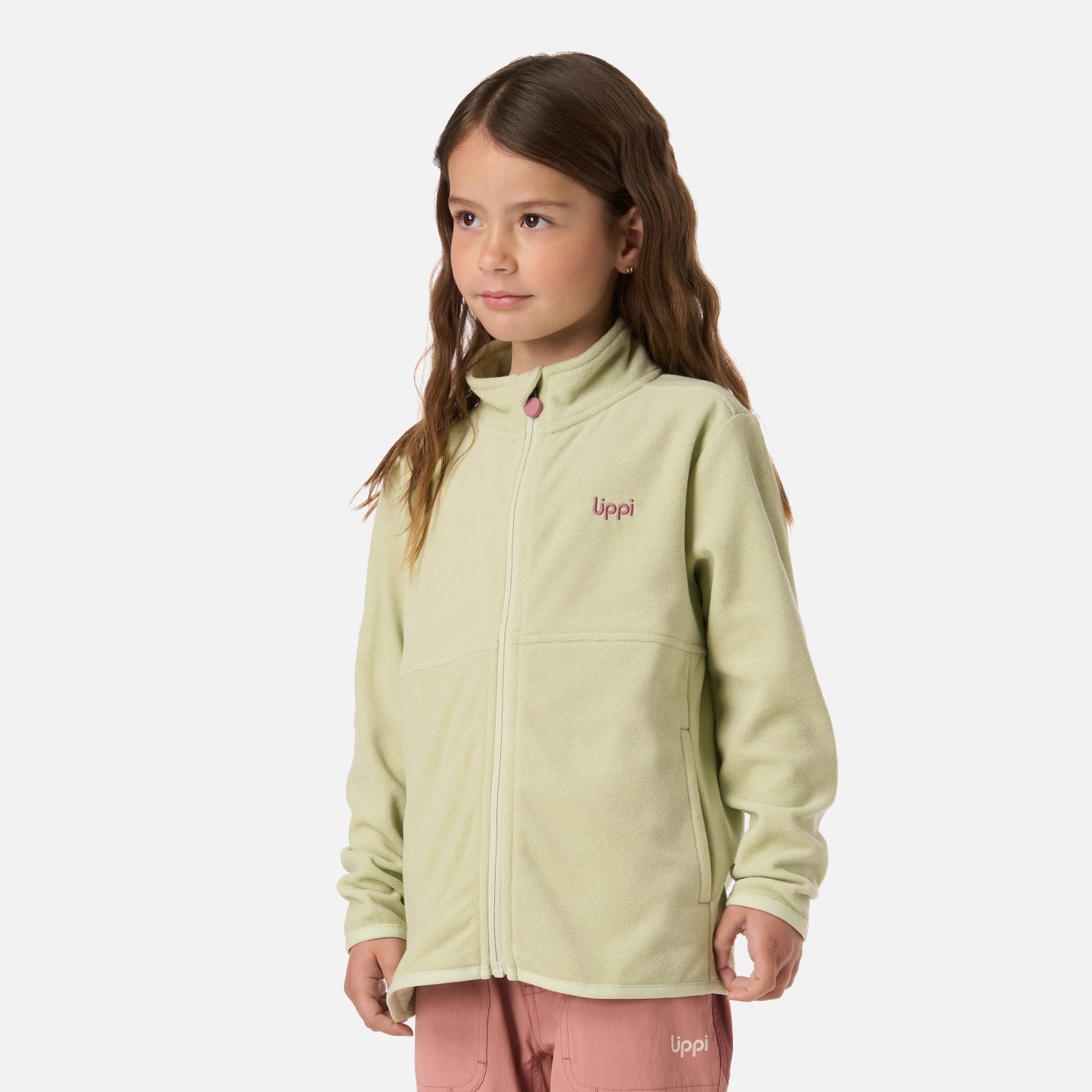 Polar Niña Stripes Nano-F Full Zip Gris Claro / Verde Agua Lippi