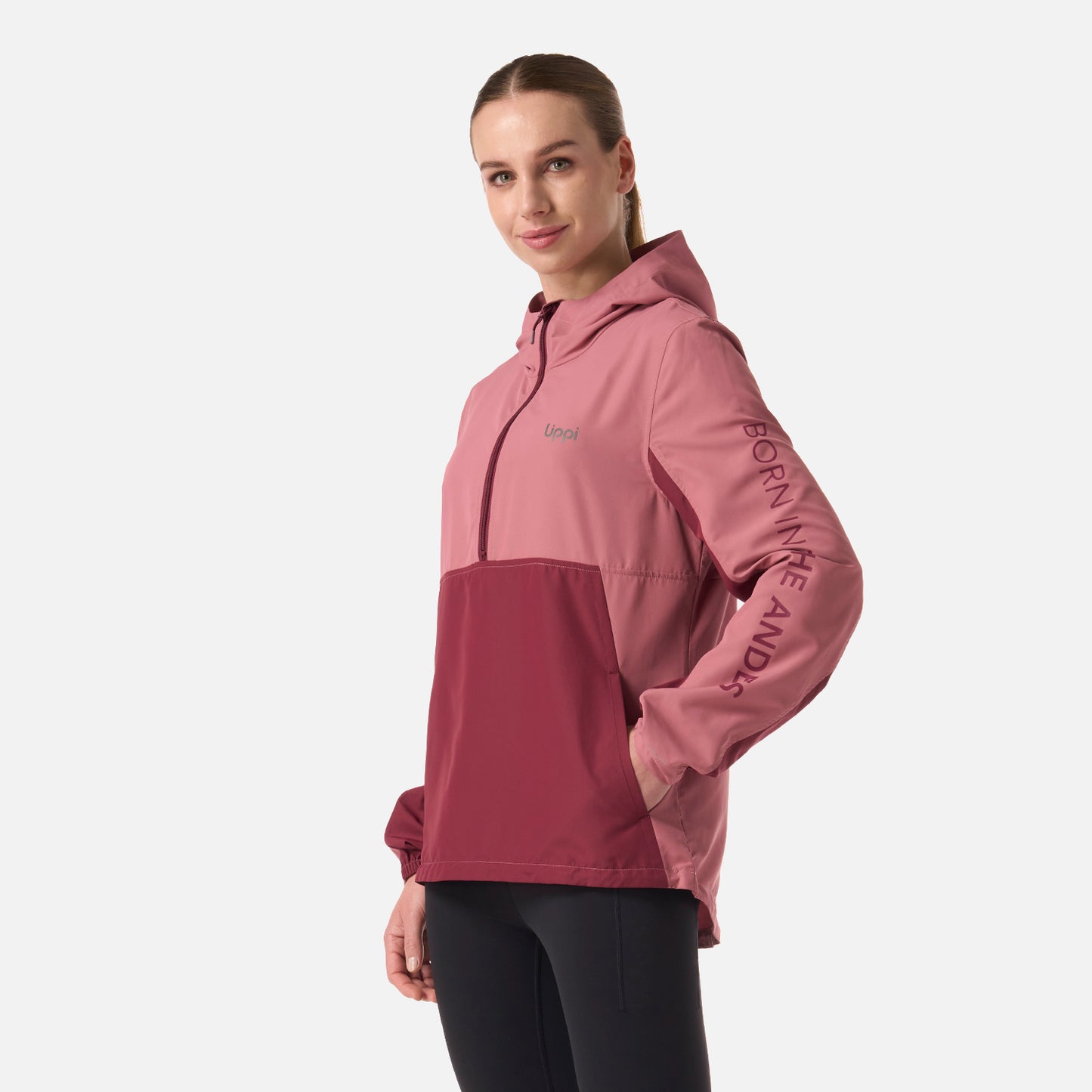 Chaqueta Mujer Nightfall Windbreaker 1/4 Zip Hoody Jacket Rosado Oscuro Lippi