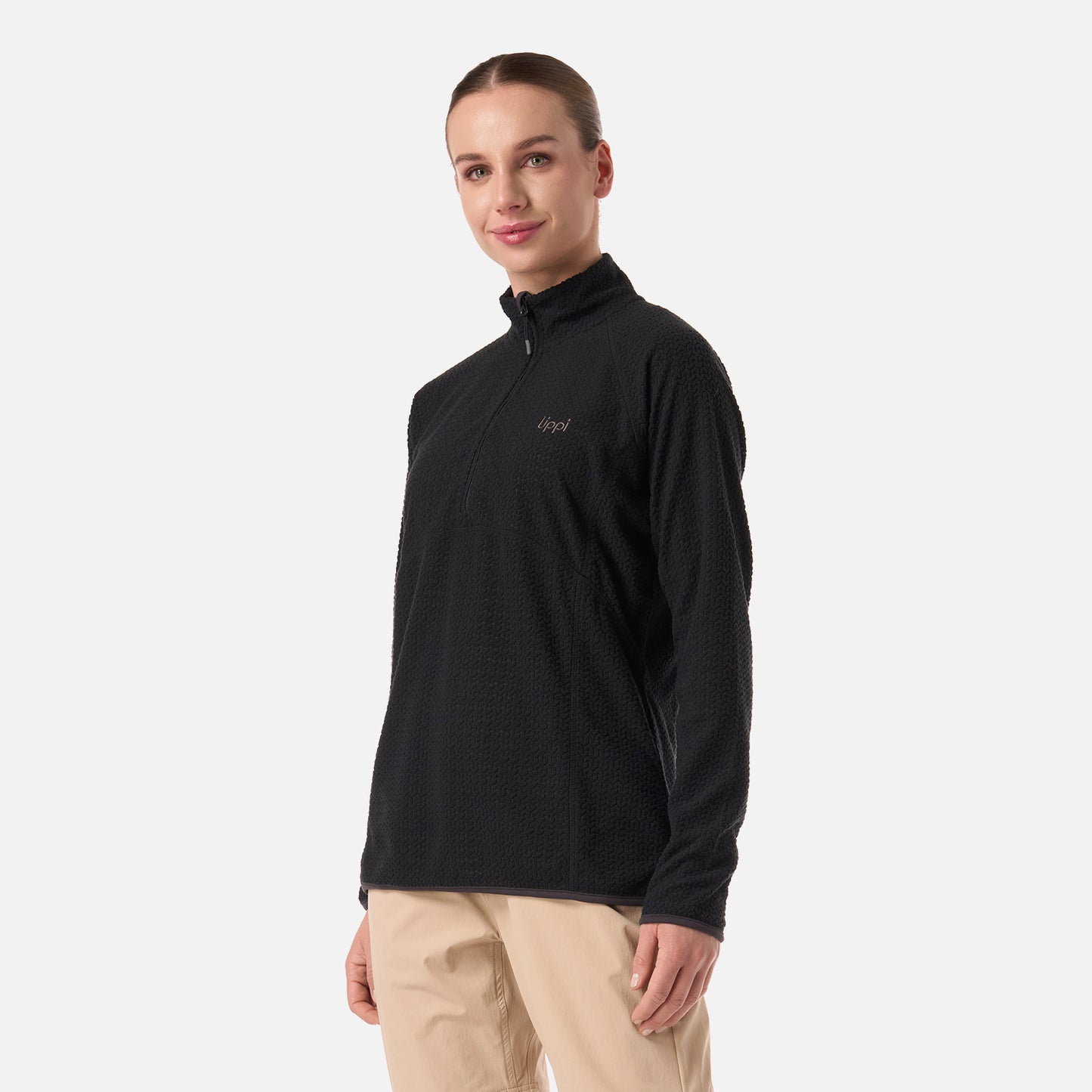 Polerón Mujer Jacaranda Nano-F 1/4 Zip Negro Lippi