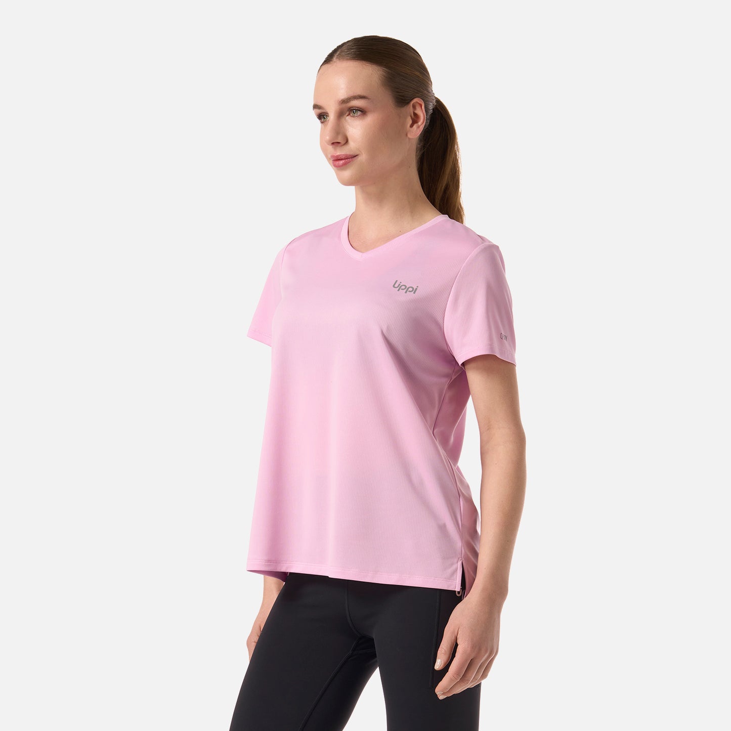 Polera Mujer Core V-Neck Q-Dry T-Shirt Rosa Lippi
