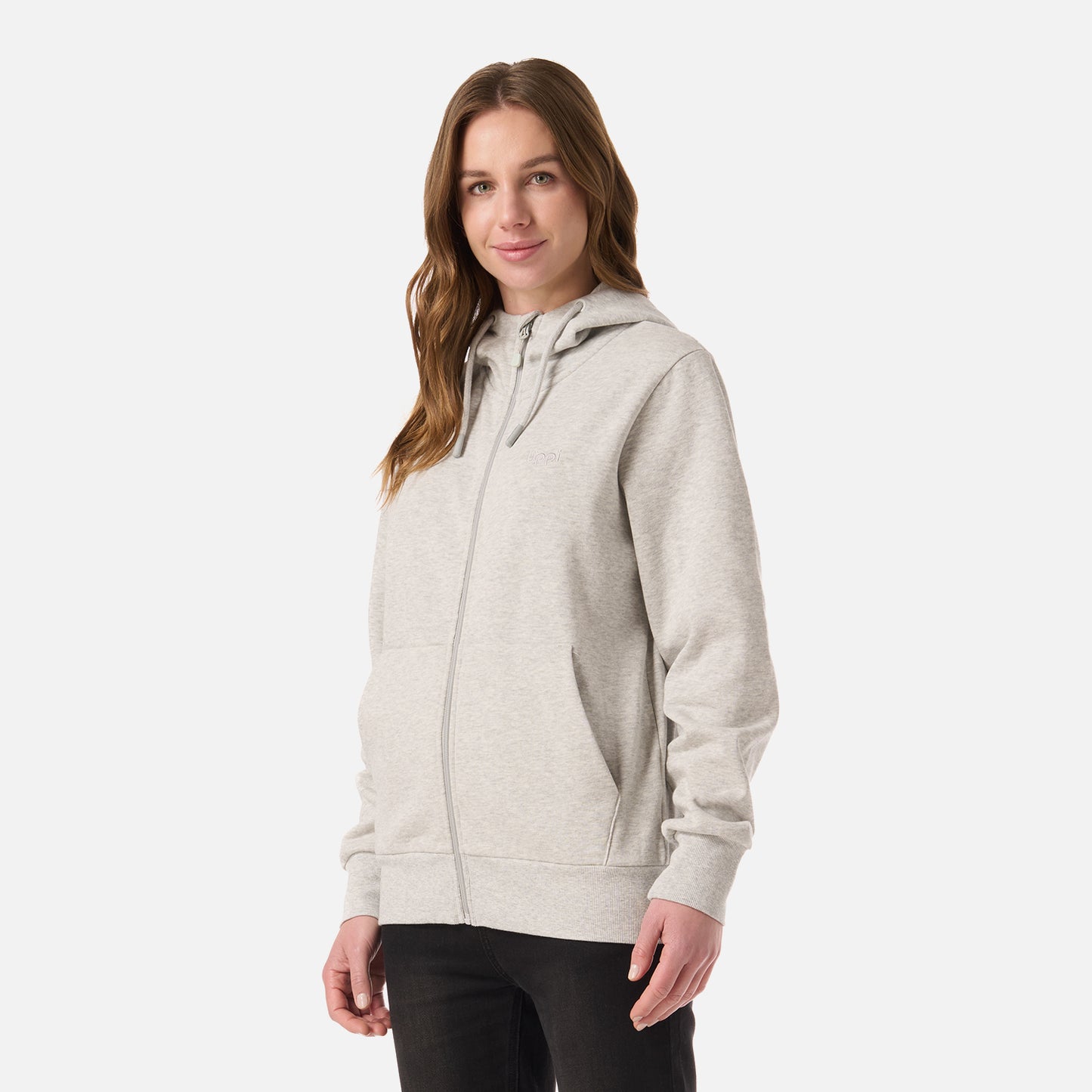 Polerón Mujer Ulmo Light Full Zip Hoody Sweatshirt Gris Melange Lippi