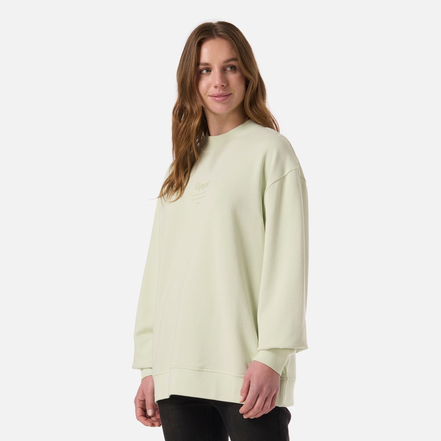 Polerón Mujer Ulmo Light Mid Point Crewneck Sweatshirt Gris Claro / Verde Agua Lippi
