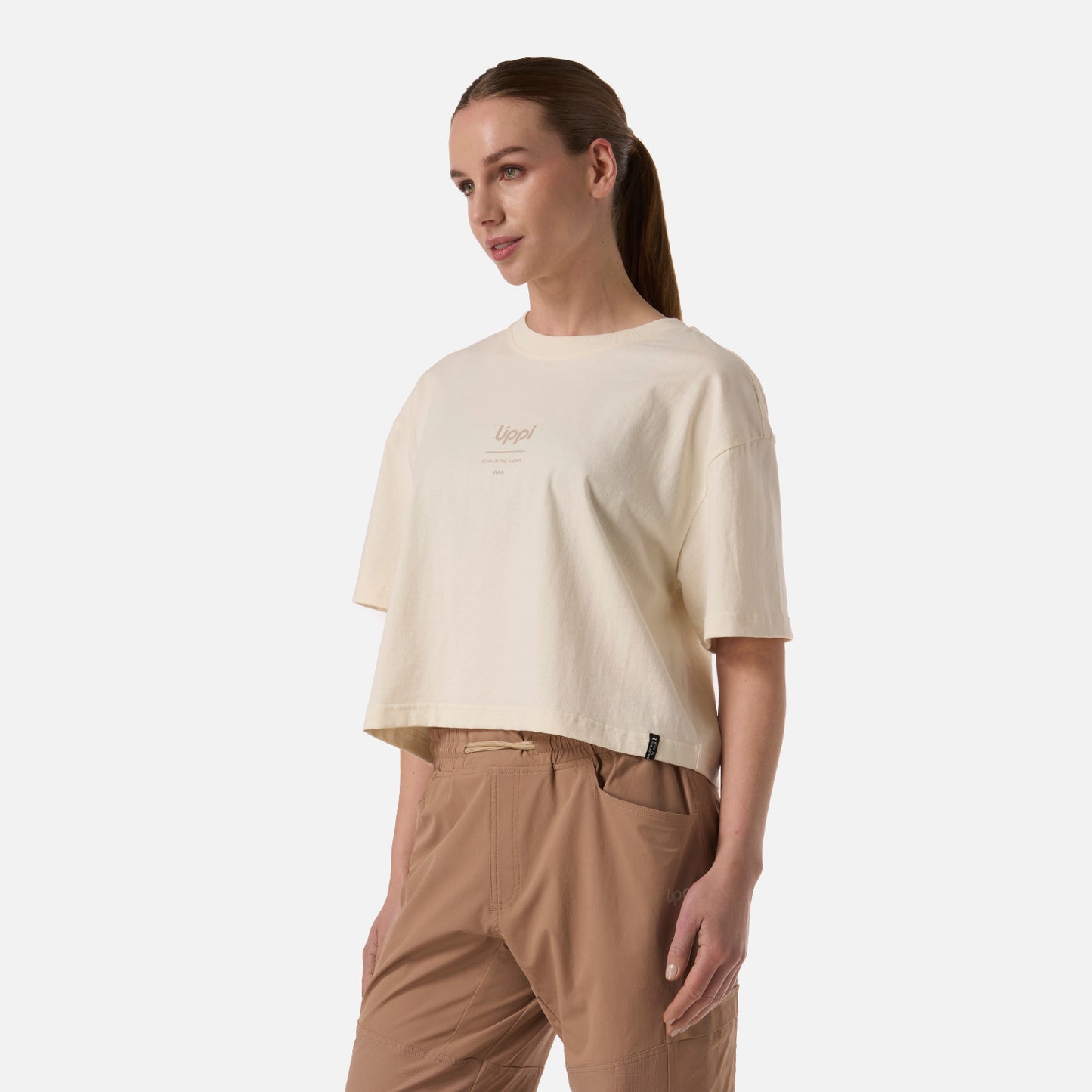 Polera Mujer Boulder Crop T-Shirt Crema Lippi