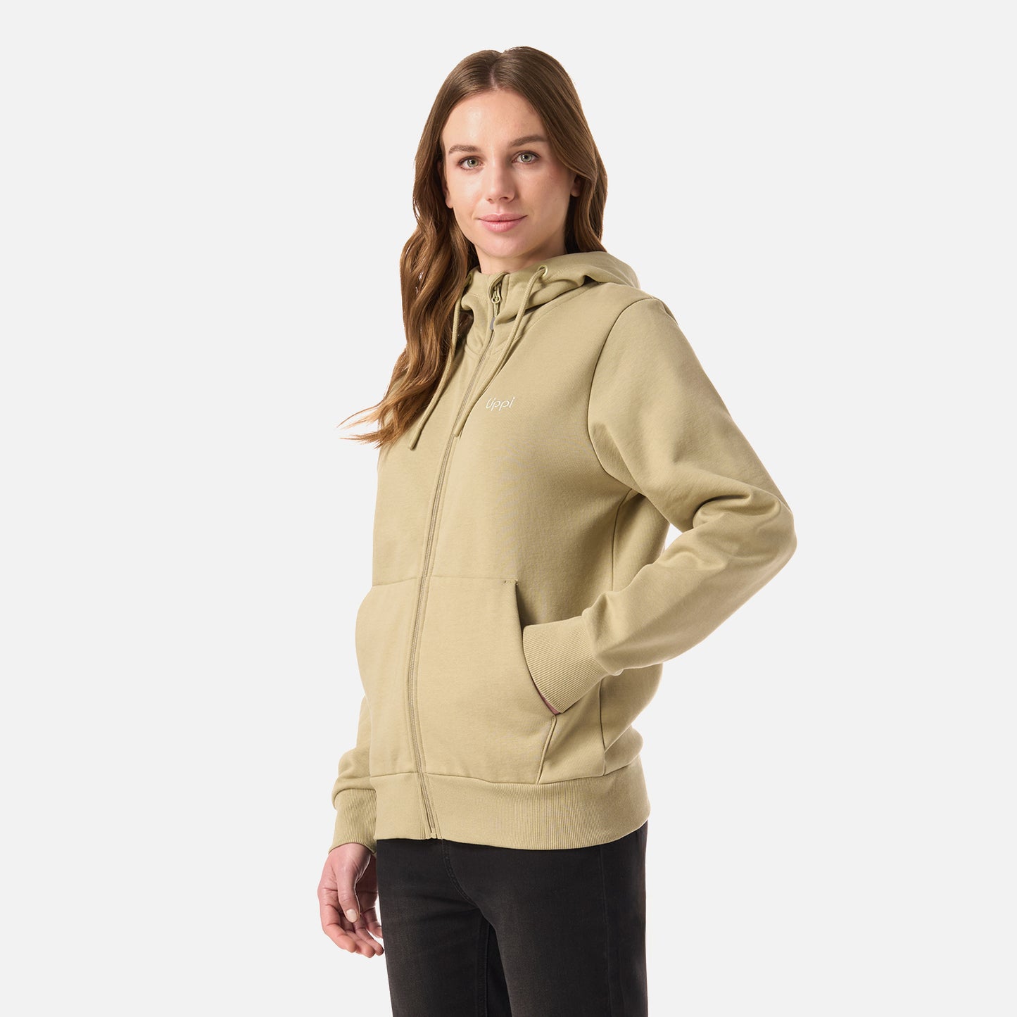 Polerón Mujer Ulmo Full Zip Hoody Sweatshirt Verde Oliva Lippi