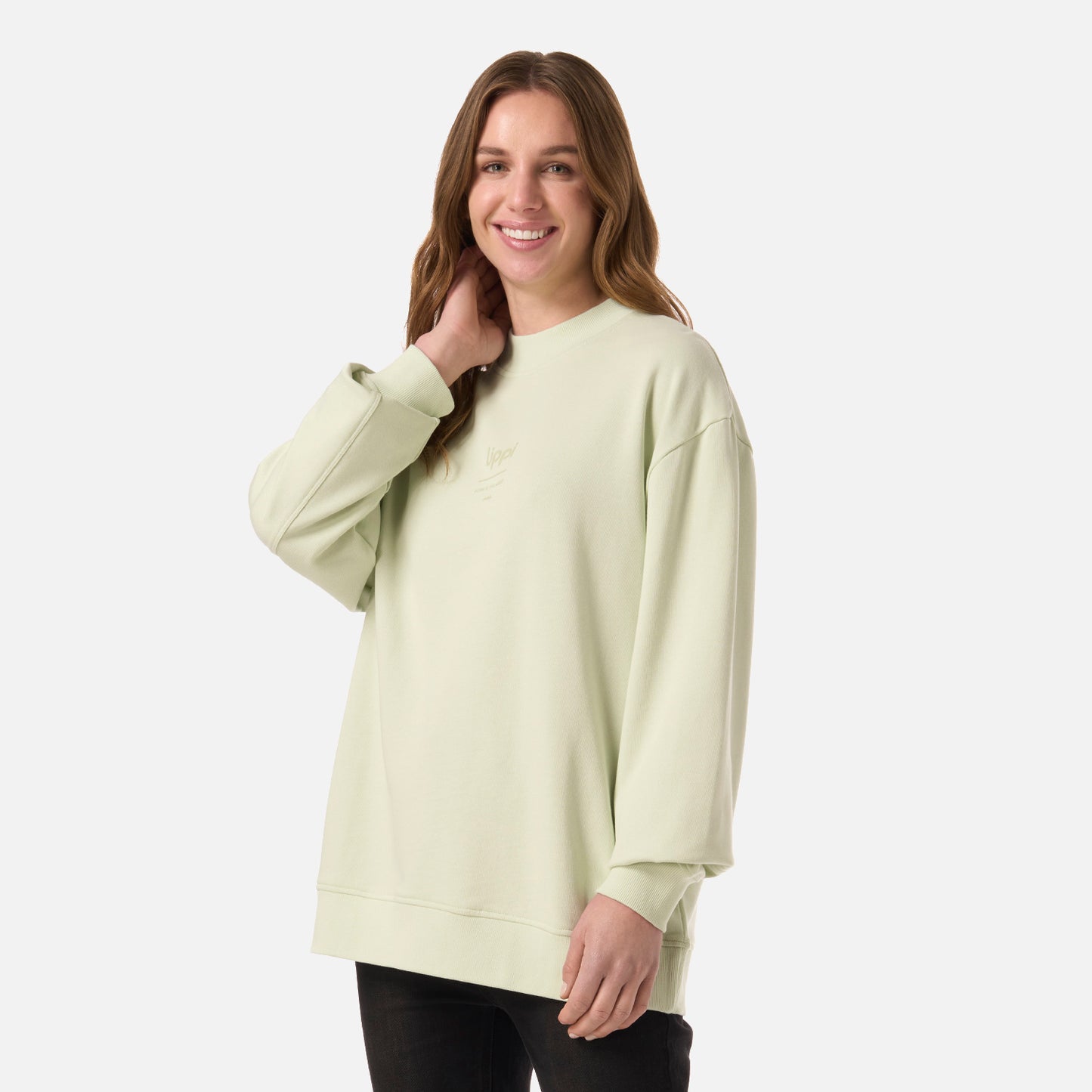 Polerón Mujer Ulmo Mid Point Crewneck Sweatshirt Gris Claro / Verde Agua Lippi
