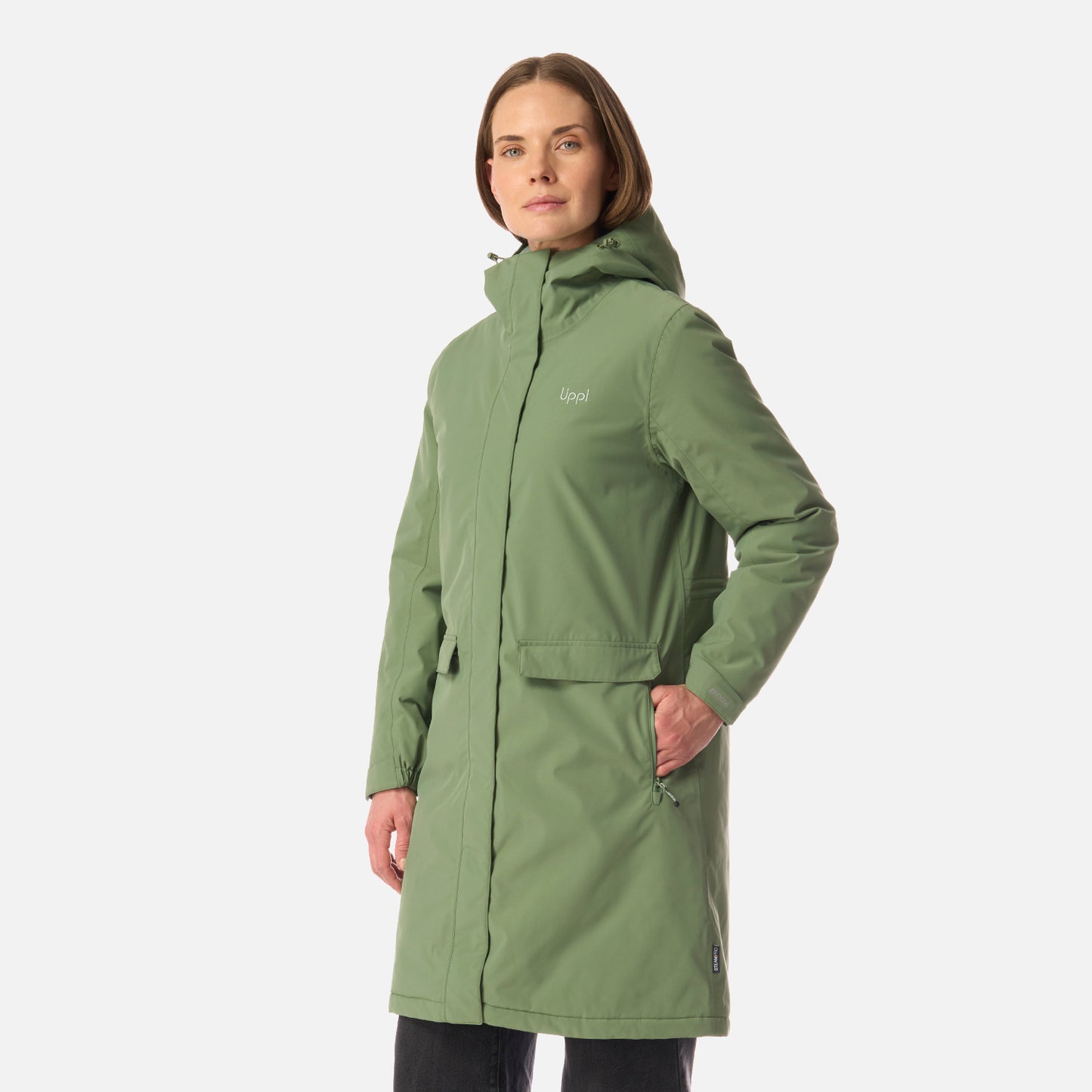Chaqueta Mujer Mountains Live B-dry Steam-Pro Long Jacket Jade Oscuro Lippi