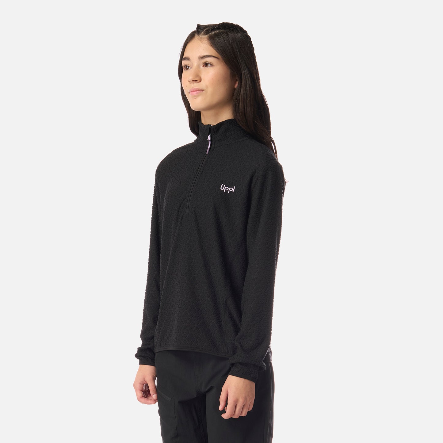 Polerón Teen Girl Mild Nano-F 1/4 Zip Negro Lippi