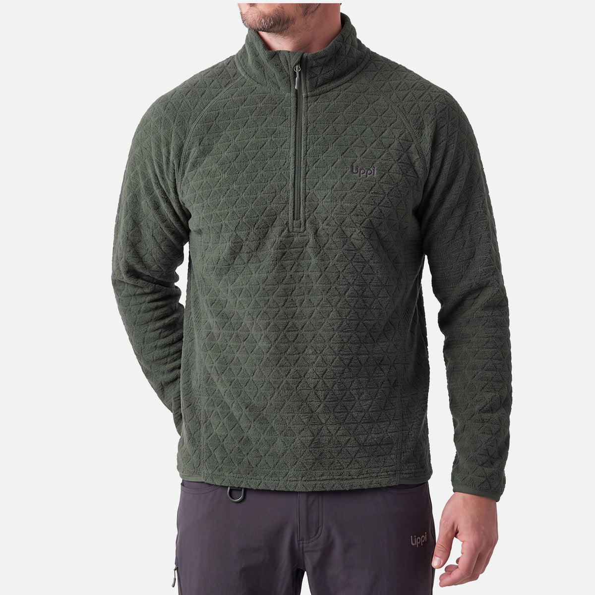 Polerón Hombre Jacaranda Nano-F 1/4 Zip Verde Militar Lippi