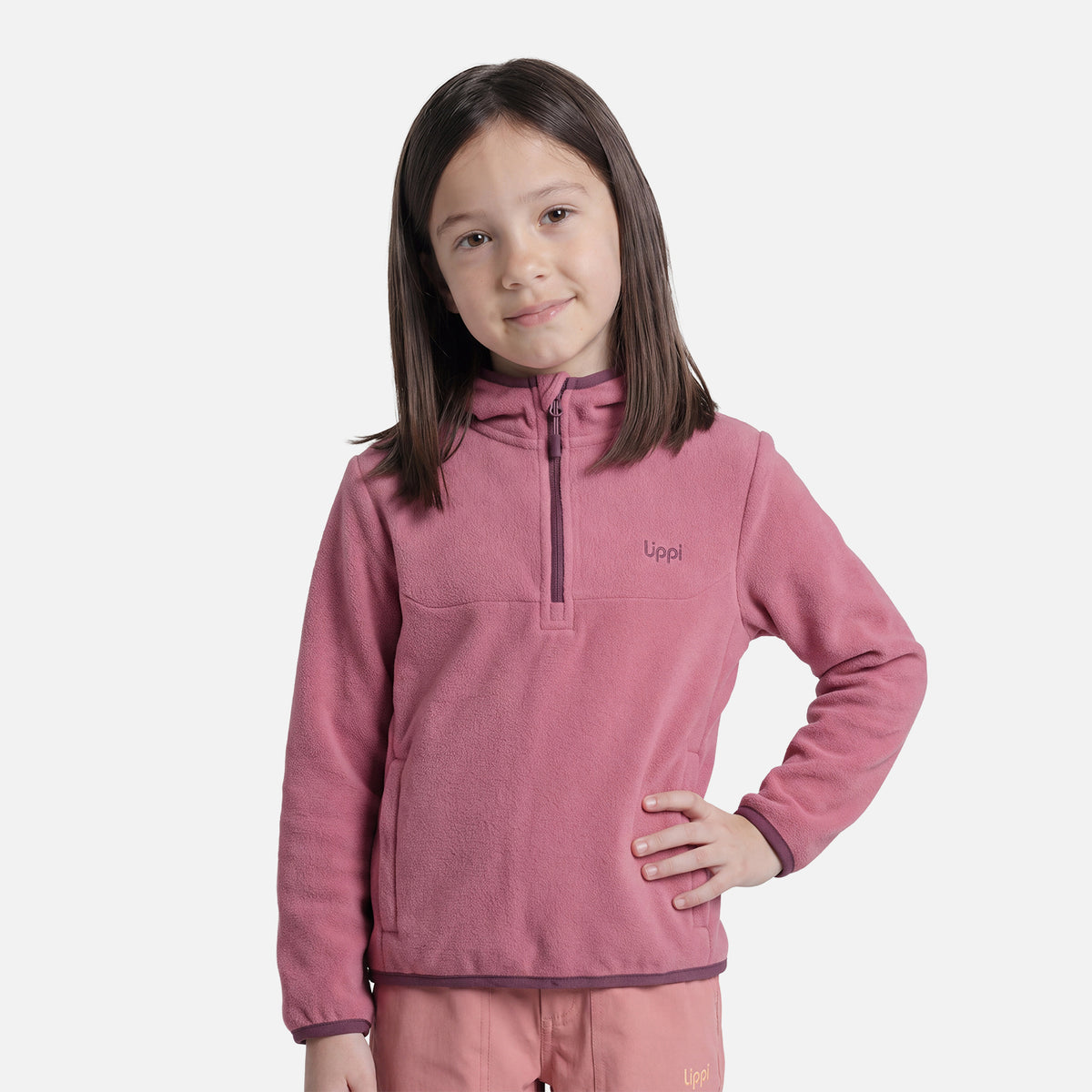 Polar Niña E-One Therm-Pro 1/4 Zip Hoody Rosa Oscuro Lippi